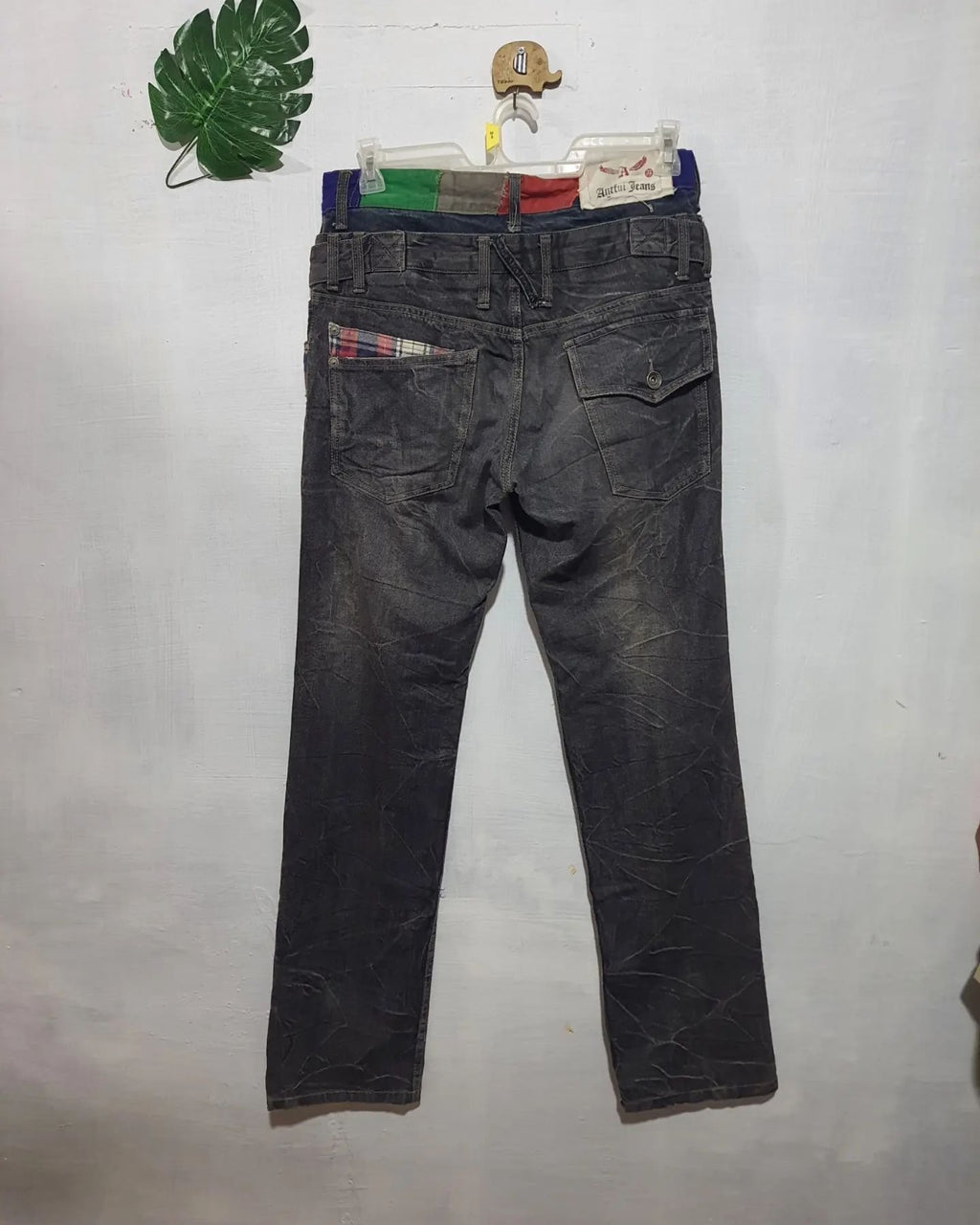 Antfui Jeans Patchwork Double Waist Jeans