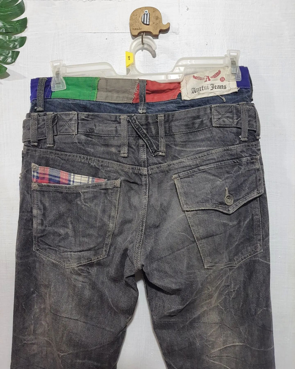 Antfui Jeans Patchwork Double Waist Jeans