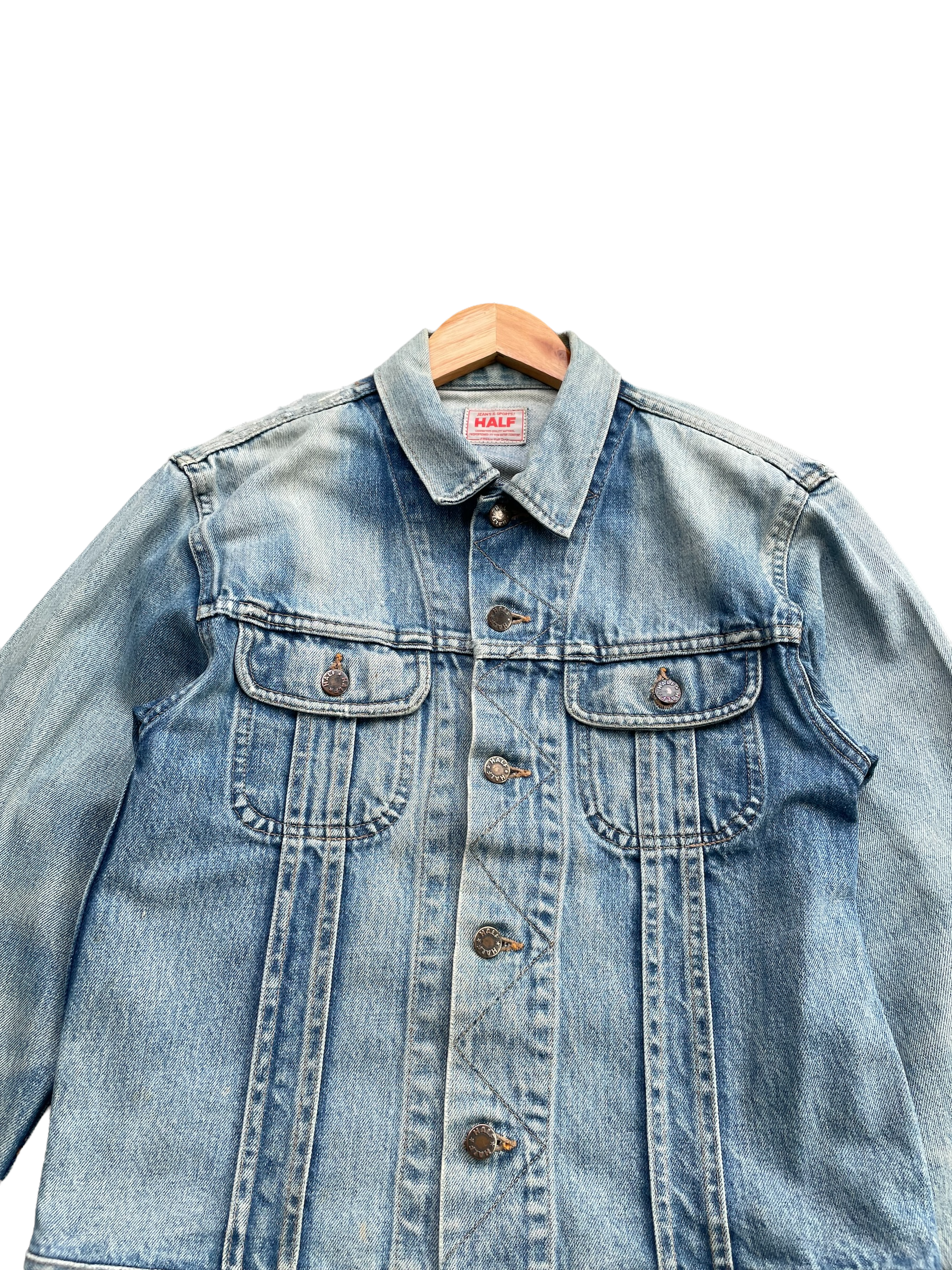 Vintage Half Aging Distressed Denim Jacket