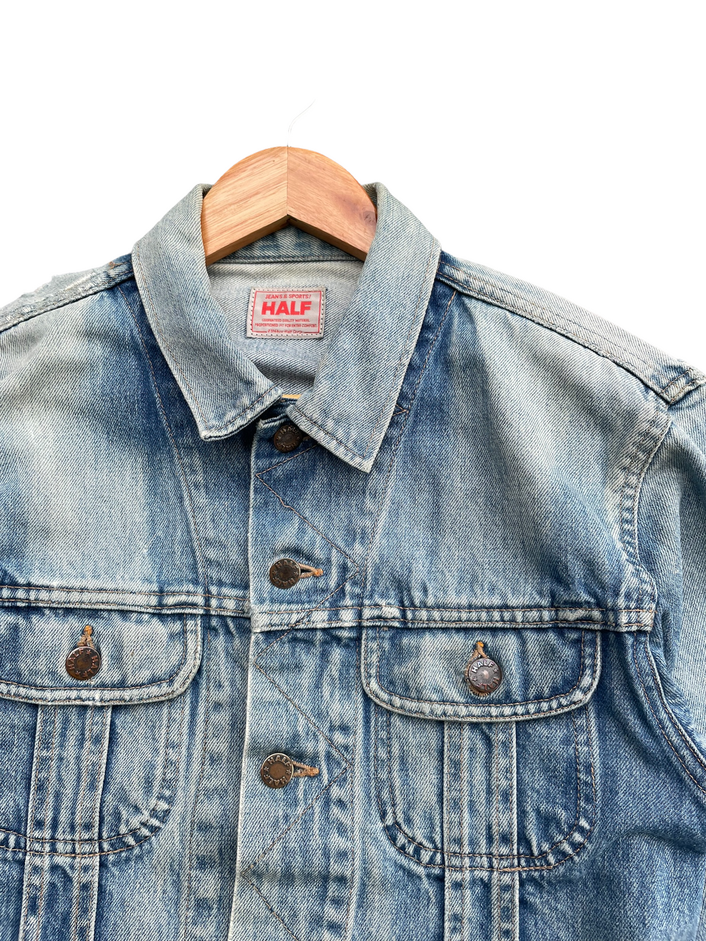 Vintage Half Aging Distressed Denim Jacket