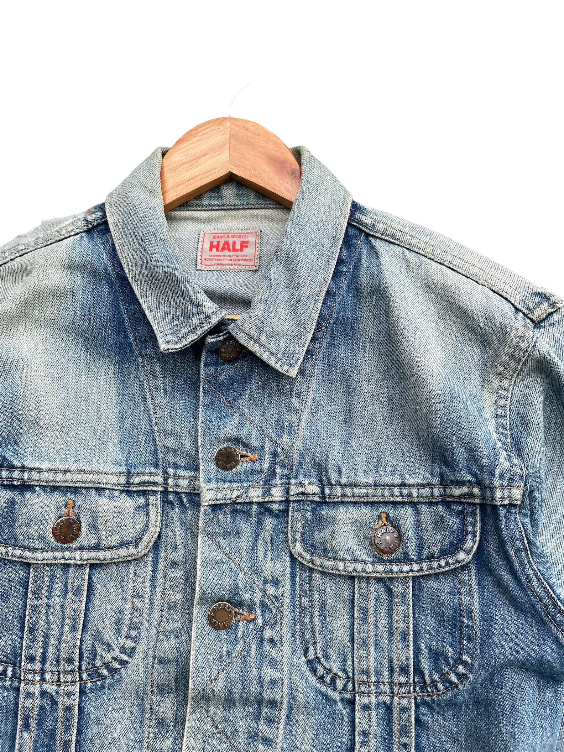 Vintage Half Aging Distressed Denim Jacket