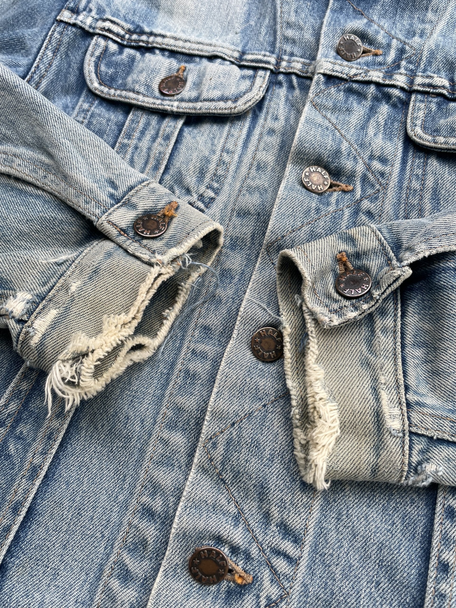 Vintage Half Aging Distressed Denim Jacket