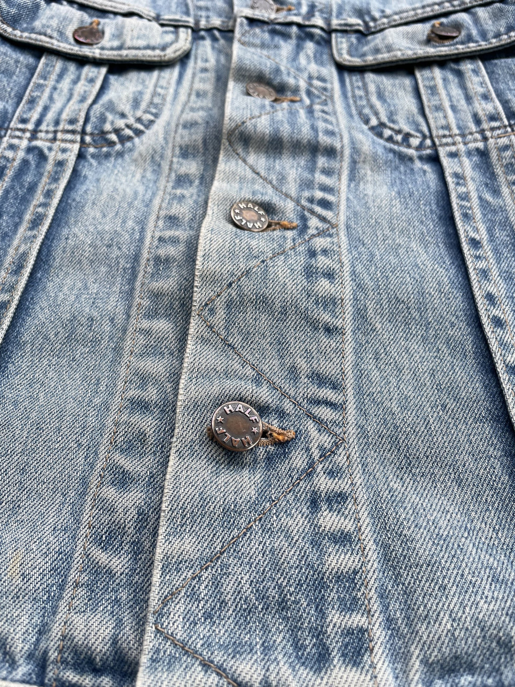 Vintage Half Aging Distressed Denim Jacket