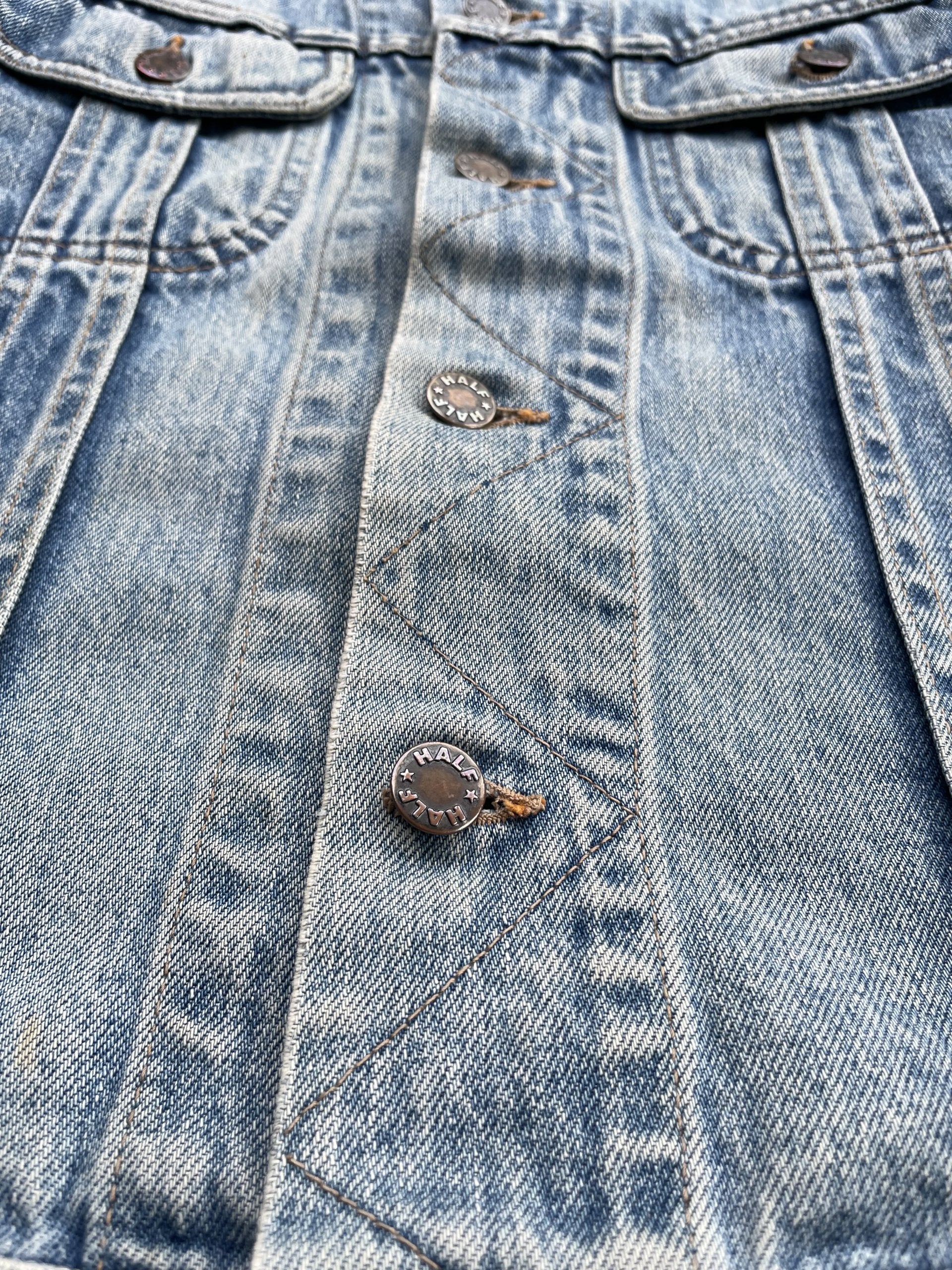 Vintage Half Aging Distressed Denim Jacket