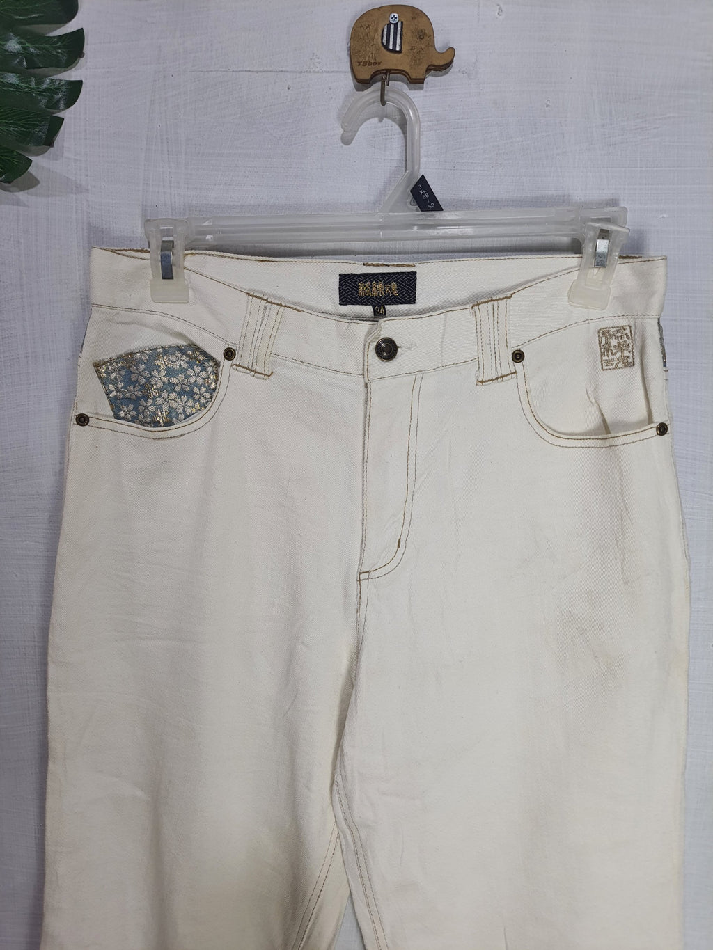 Crutch Asian Sensitivity Eccentric Graphics Embroidery Jeans