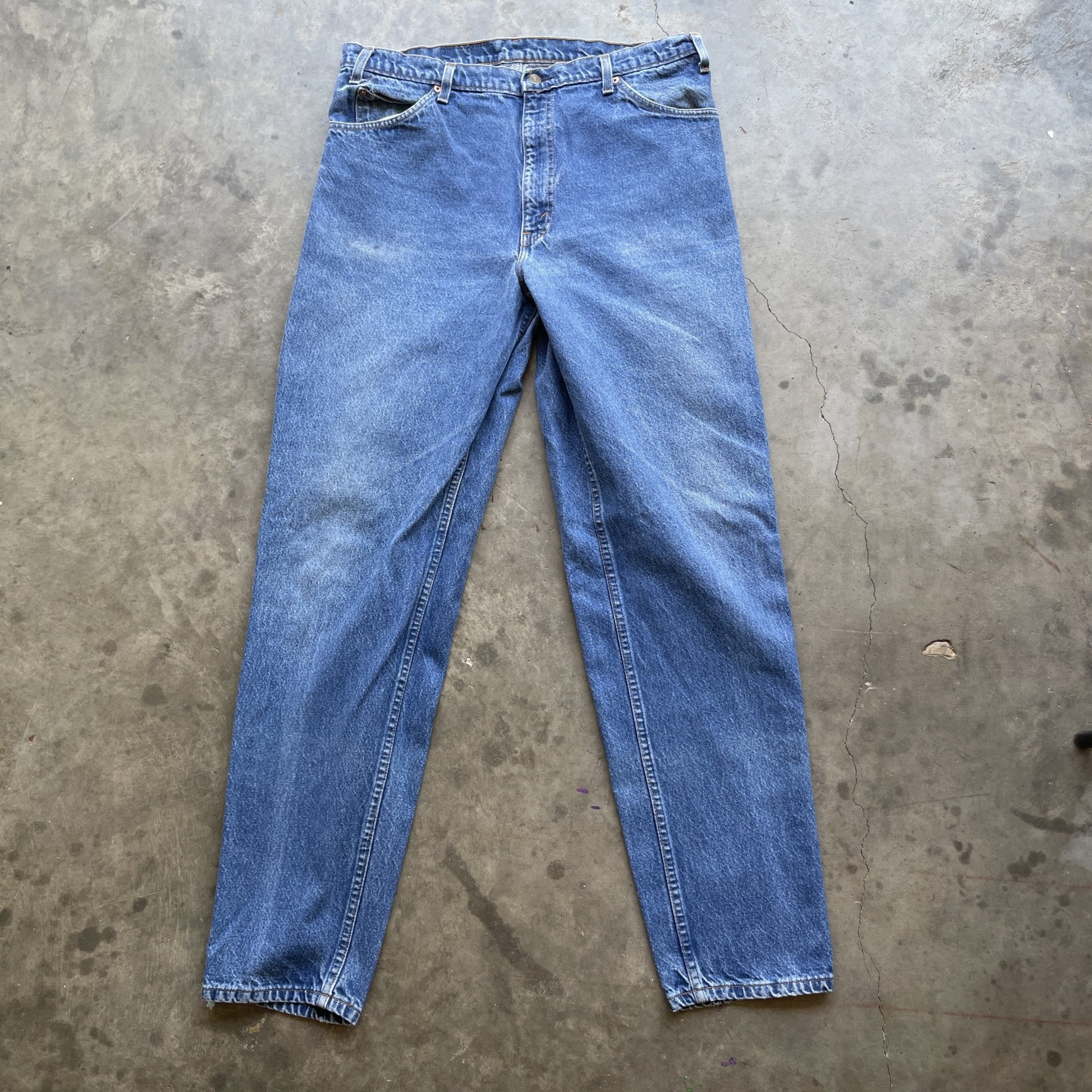 Vintage Levi Orange tab 550 made in usa blue denim jeans light wash 38x34 36x33