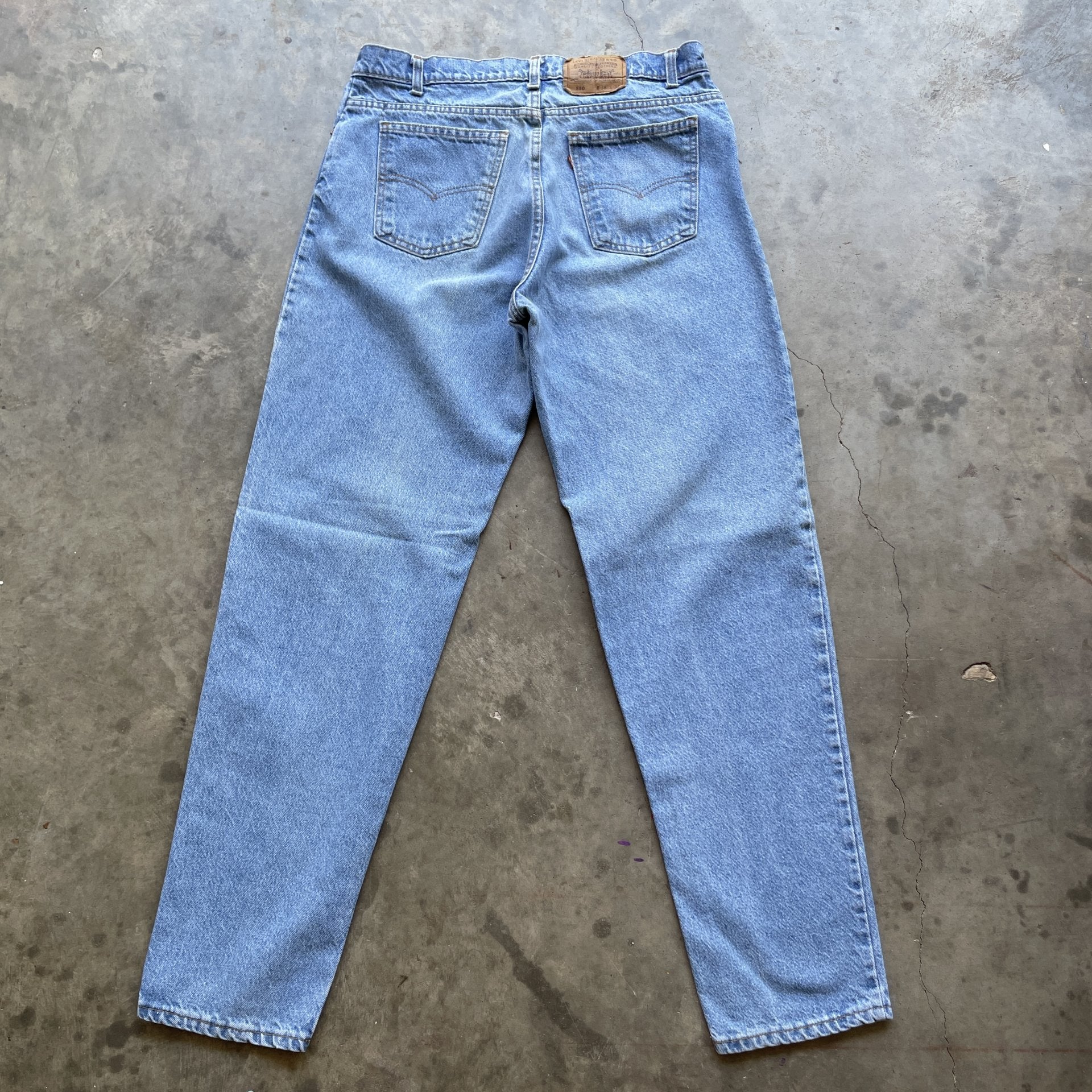Vintage Levi Orange tab 550 made in usa blue denim jeans light wash 38x34 36x34