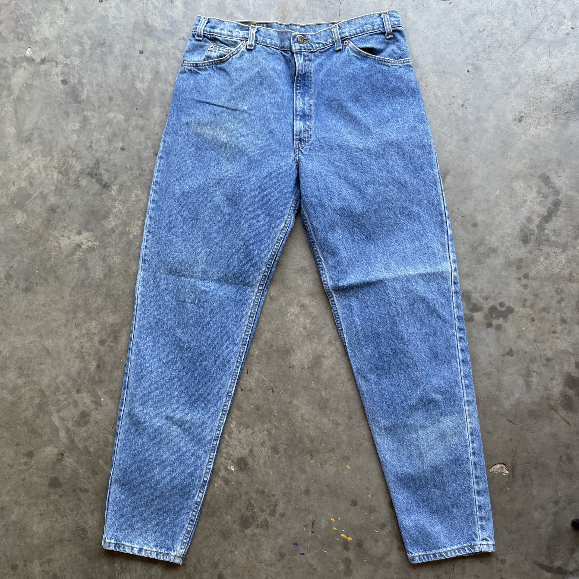 Vintage Levi Orange tab 550 made in usa blue denim jeans light wash 38x34 35x32