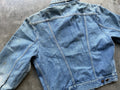Vintage Wrangler selvedge denim jacket faded distressed light wash 42