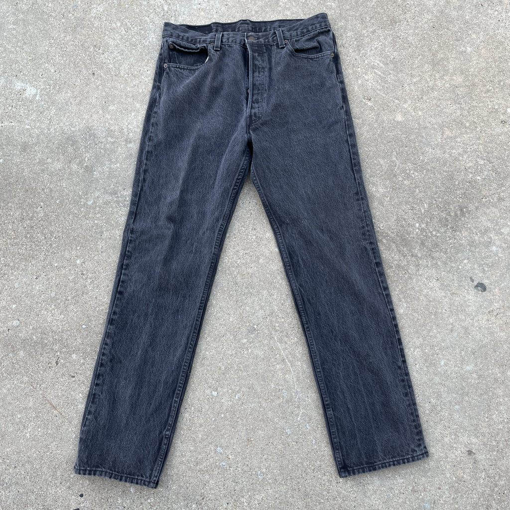 Vintage Levi 501 0660 made in usa 33x31 denim jeans faded black 90s