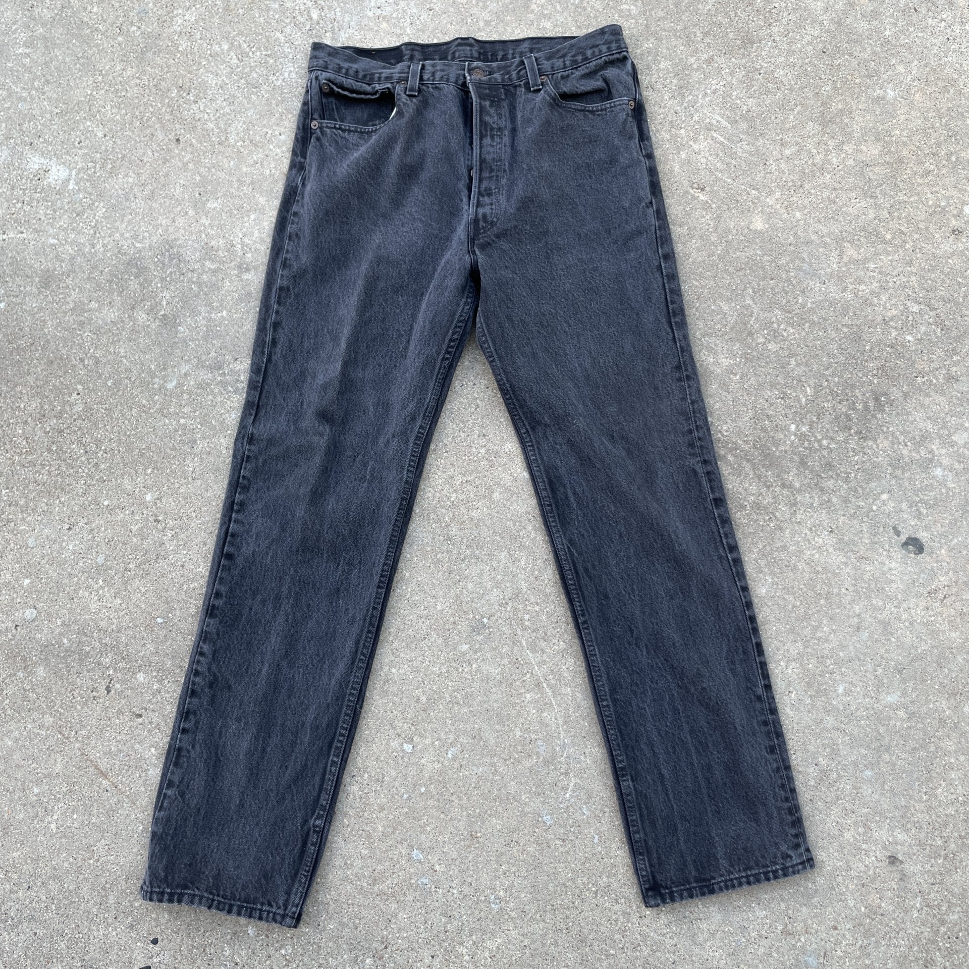 Vintage Levi 501 0660 made in usa 33x31 denim jeans faded black 90s