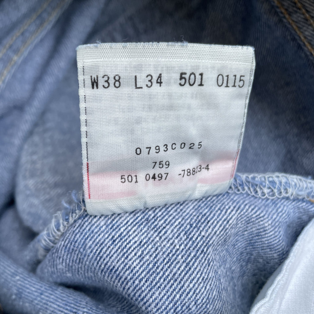 Vintage Levi 90s 501 blue denim jeans medium 38x34 35x33