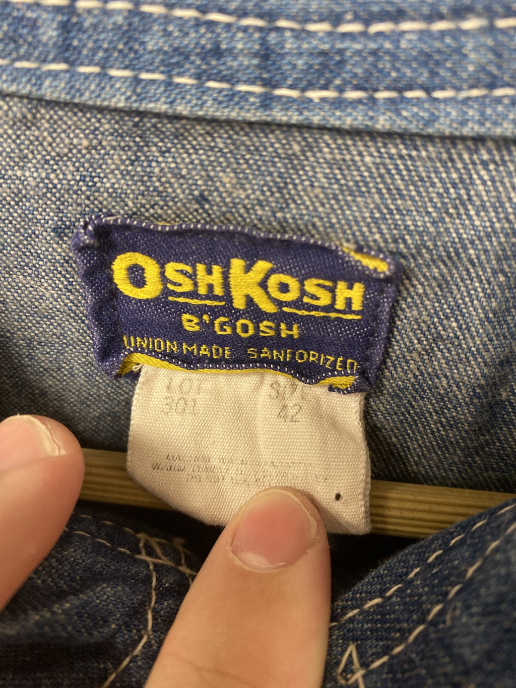 Vintage 1960s-70s Oshkosh B’Gosh Denim Chore trucker jacket union made rare 42