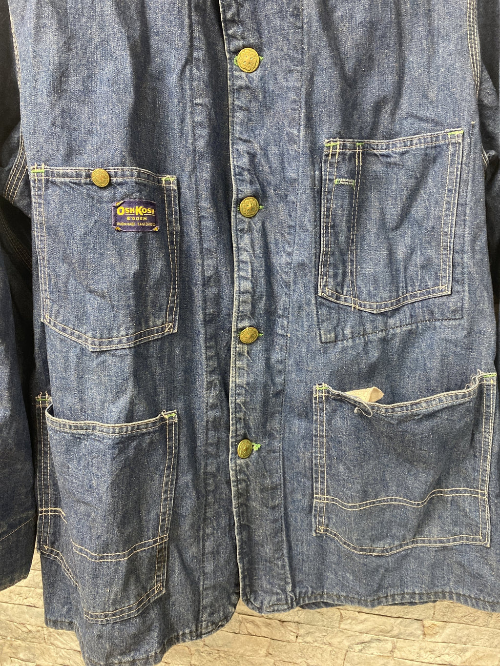 Vintage 1960s-70s Oshkosh B’Gosh Denim Chore trucker jacket union made rare 42