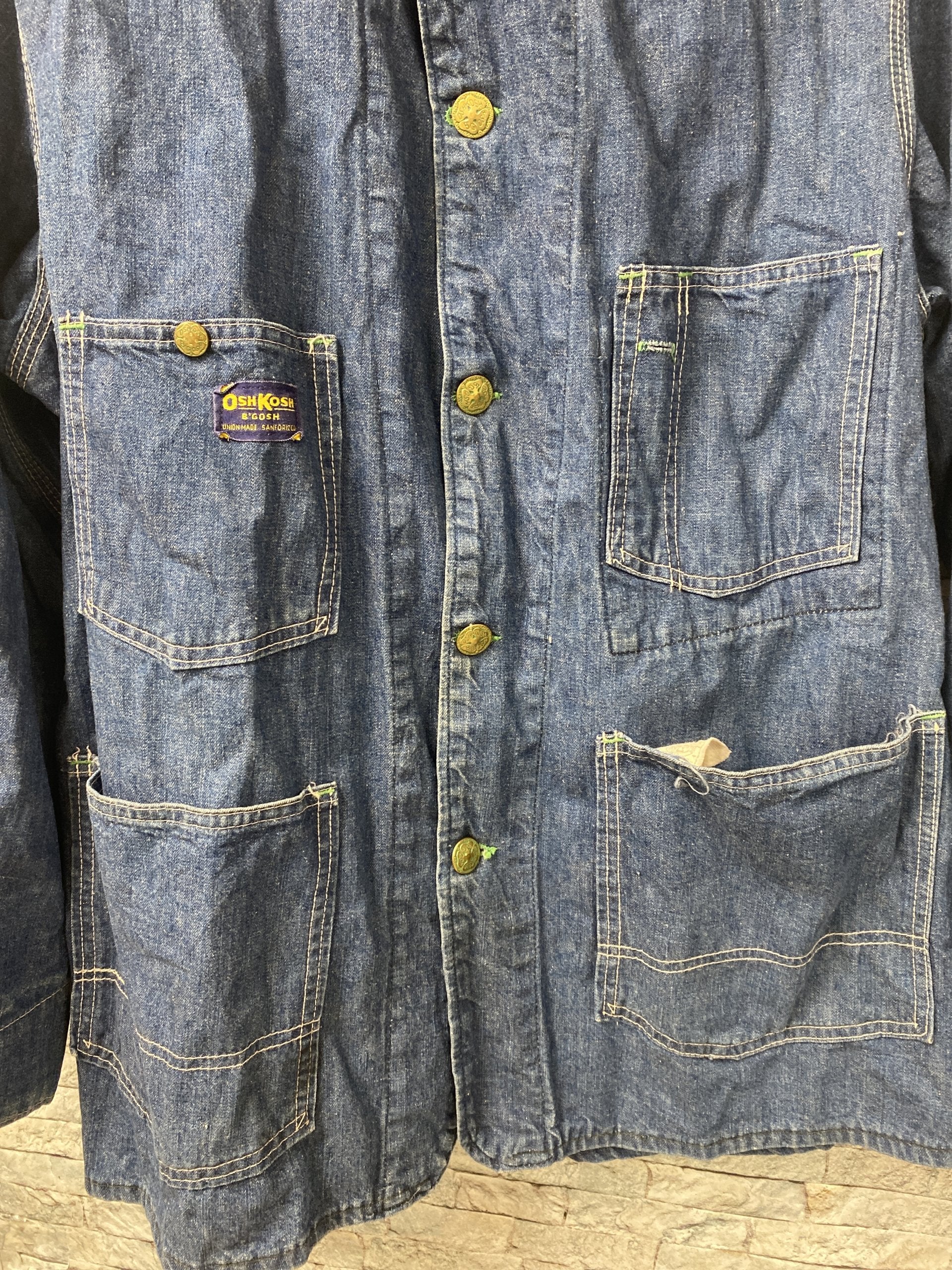 Vintage 1960s-70s Oshkosh B’Gosh Denim Chore trucker jacket union made rare 42