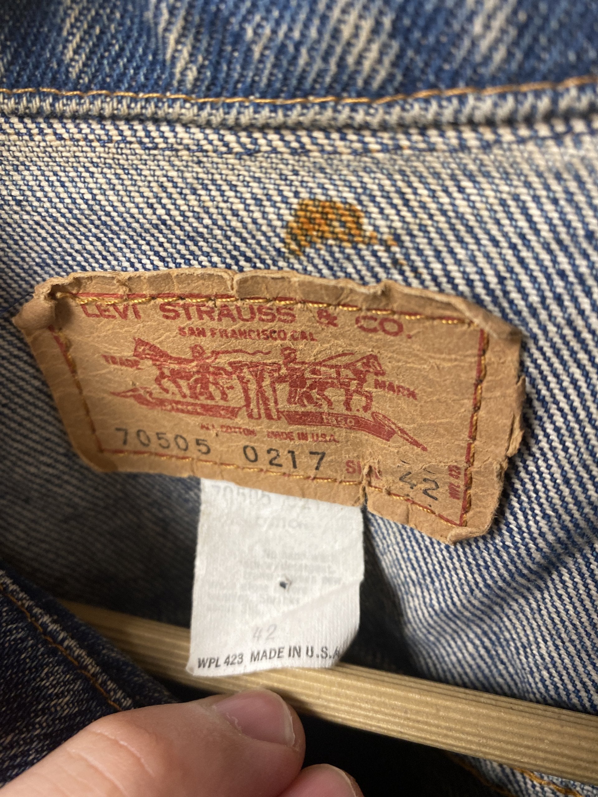 Vintage 1970s Levi’s type 3 denim trucker jacket faded made in USA 42