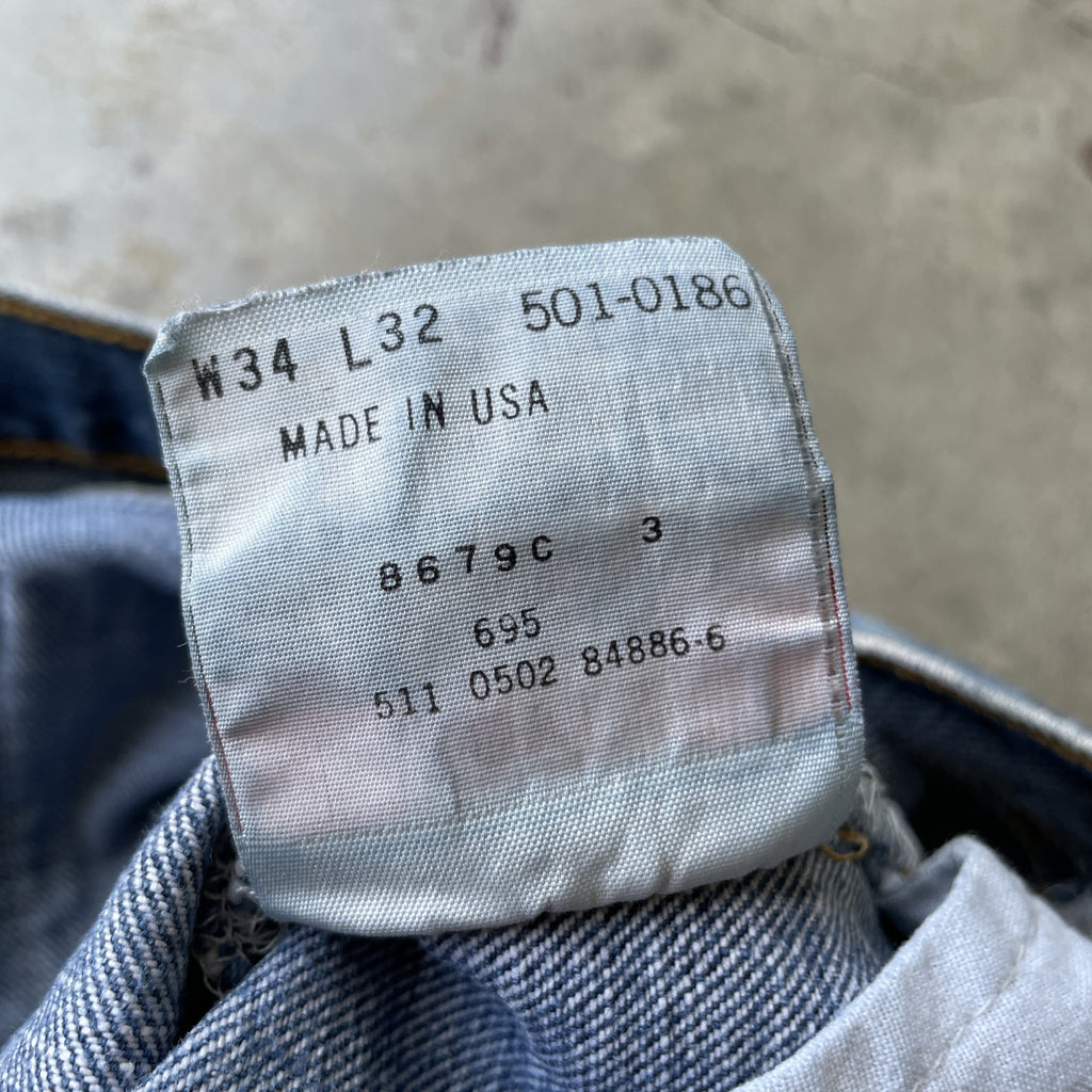 Vintage Levi 501 medium wash blue denim jeans 34x32 fit 32x30