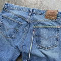 Vintage 90s Levi 501 medium wash blue denim jeans 38x34 fit 35x33
