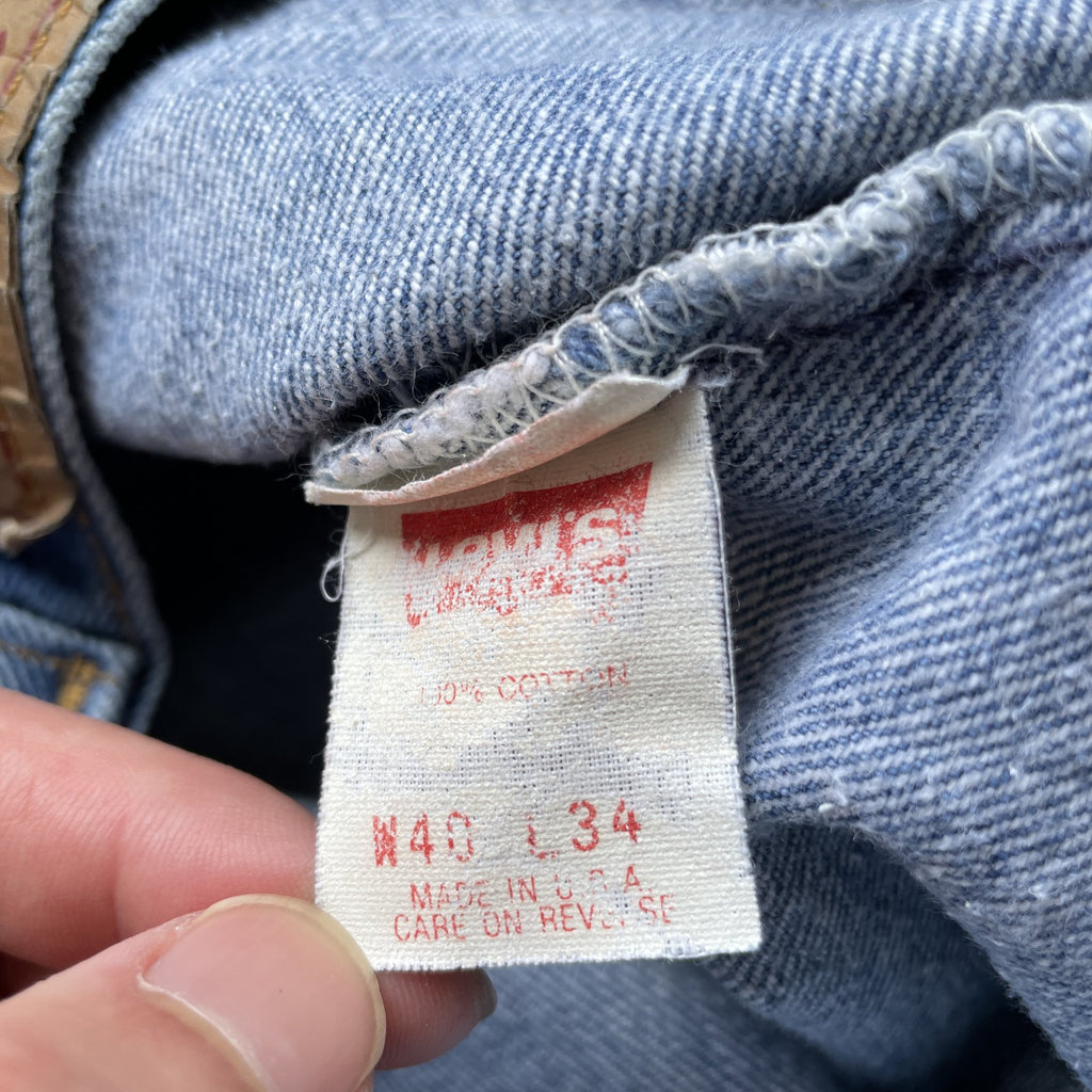 Vintage 90s Levi 501 medium wash blue denim jeans 40x34 fit 37x32.5