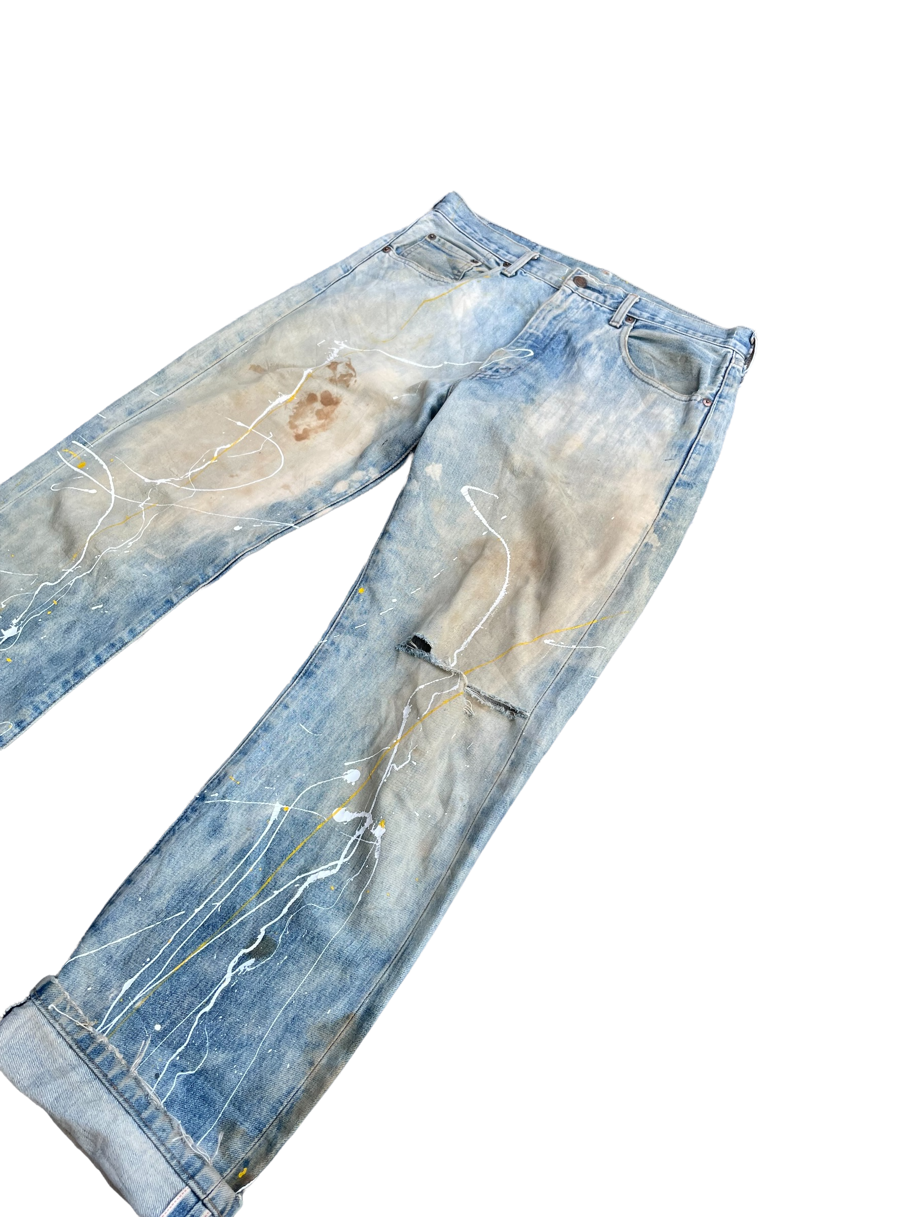 Vintage 1995 Levis 551Z E Distresed & Painted