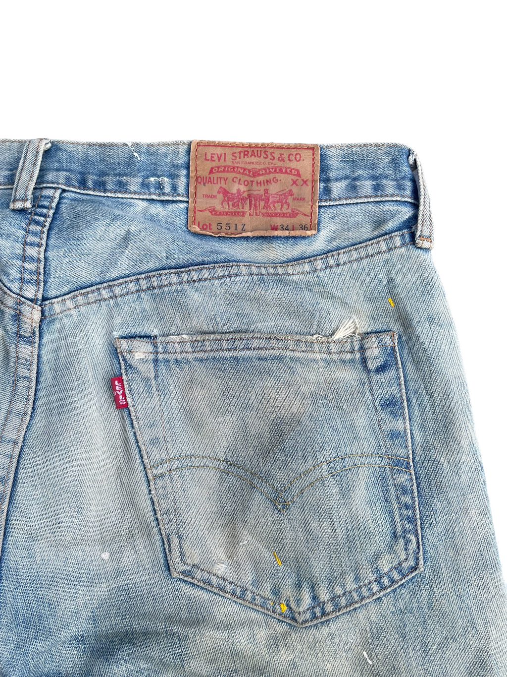 Vintage 1995 Levis 551Z E Distresed & Painted