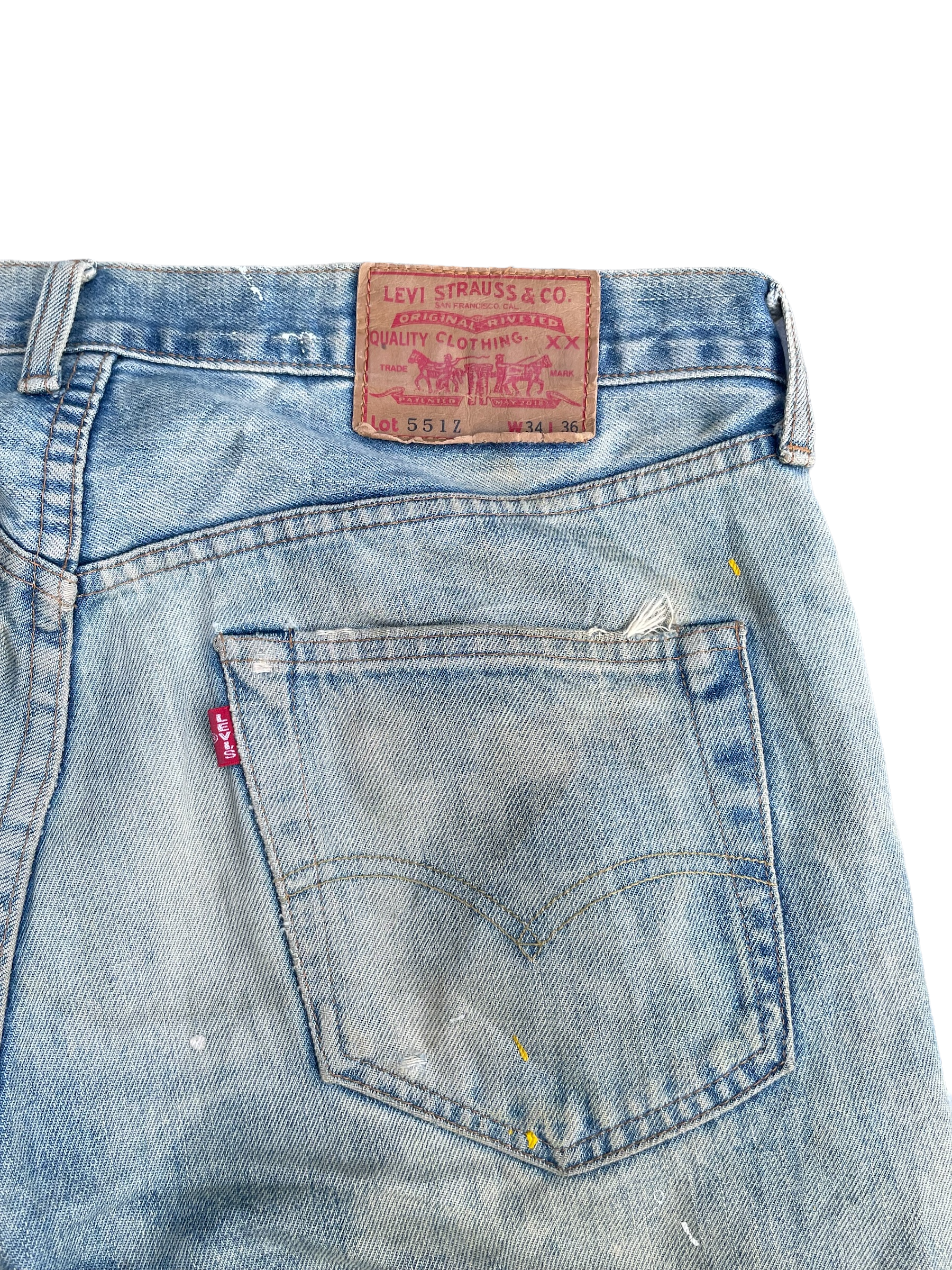 Vintage 1995 Levis 551Z E Distresed & Painted