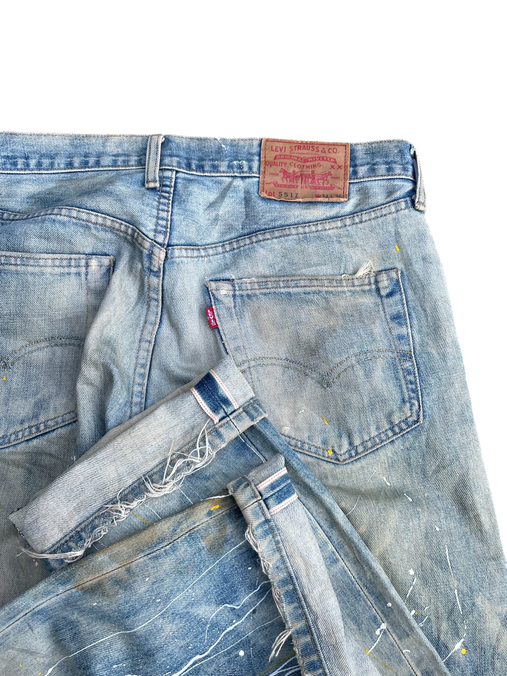 Vintage 1995 Levis 551Z E Distresed & Painted
