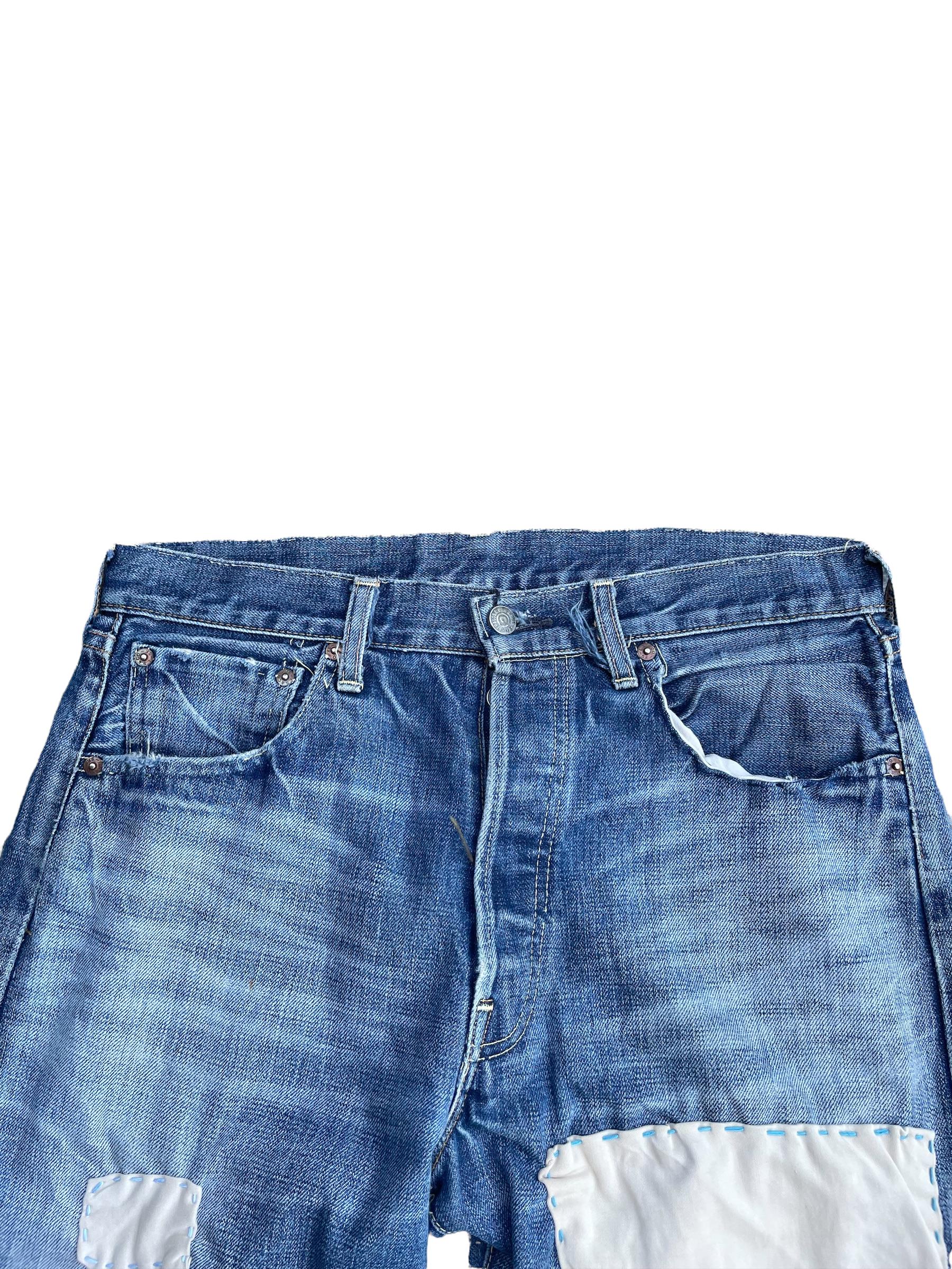 Vintage 2002 Levis 501 E 66 Model Distresed & Rework