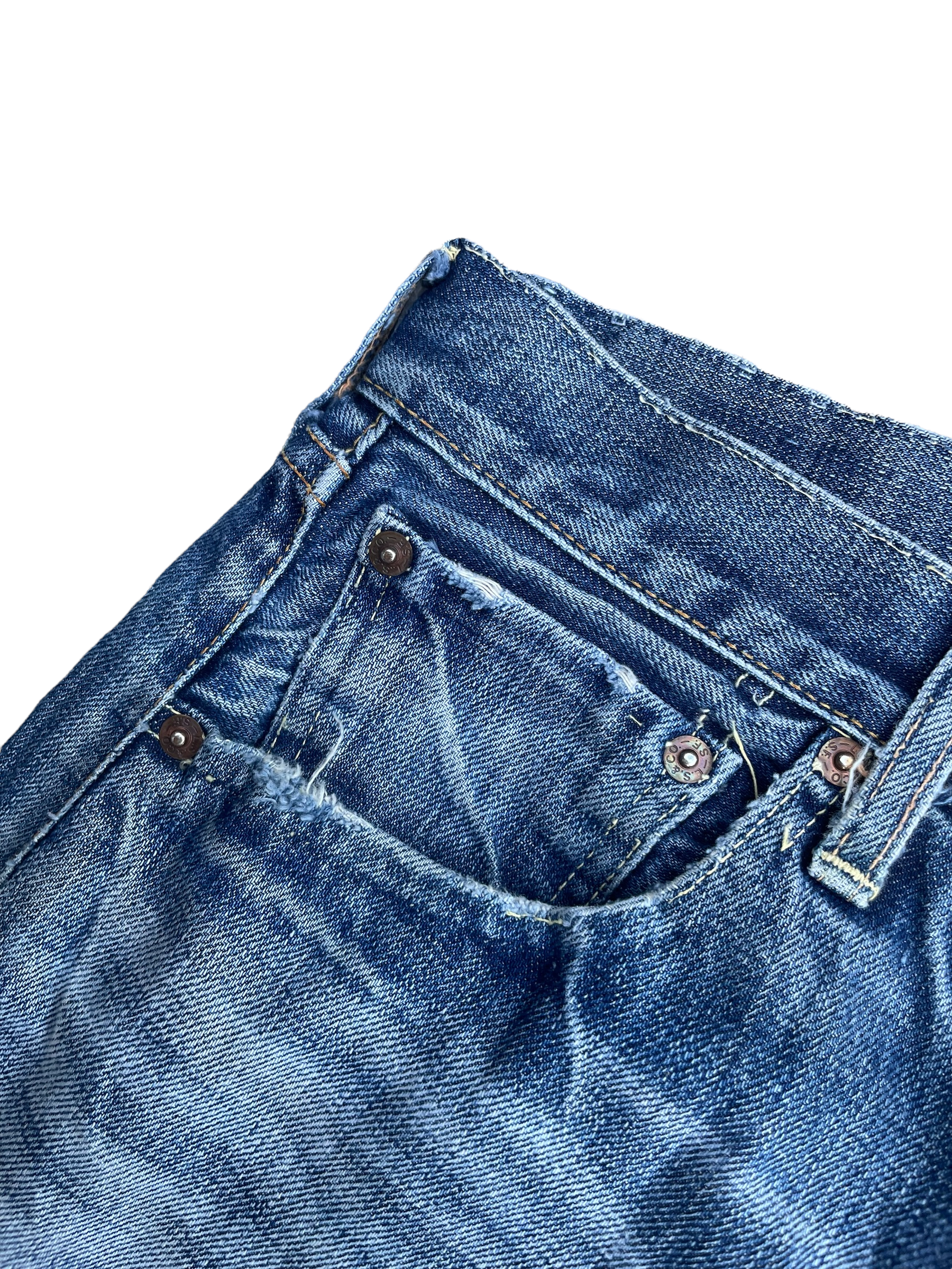 Vintage 2002 Levis 501 E 66 Model Distresed & Rework