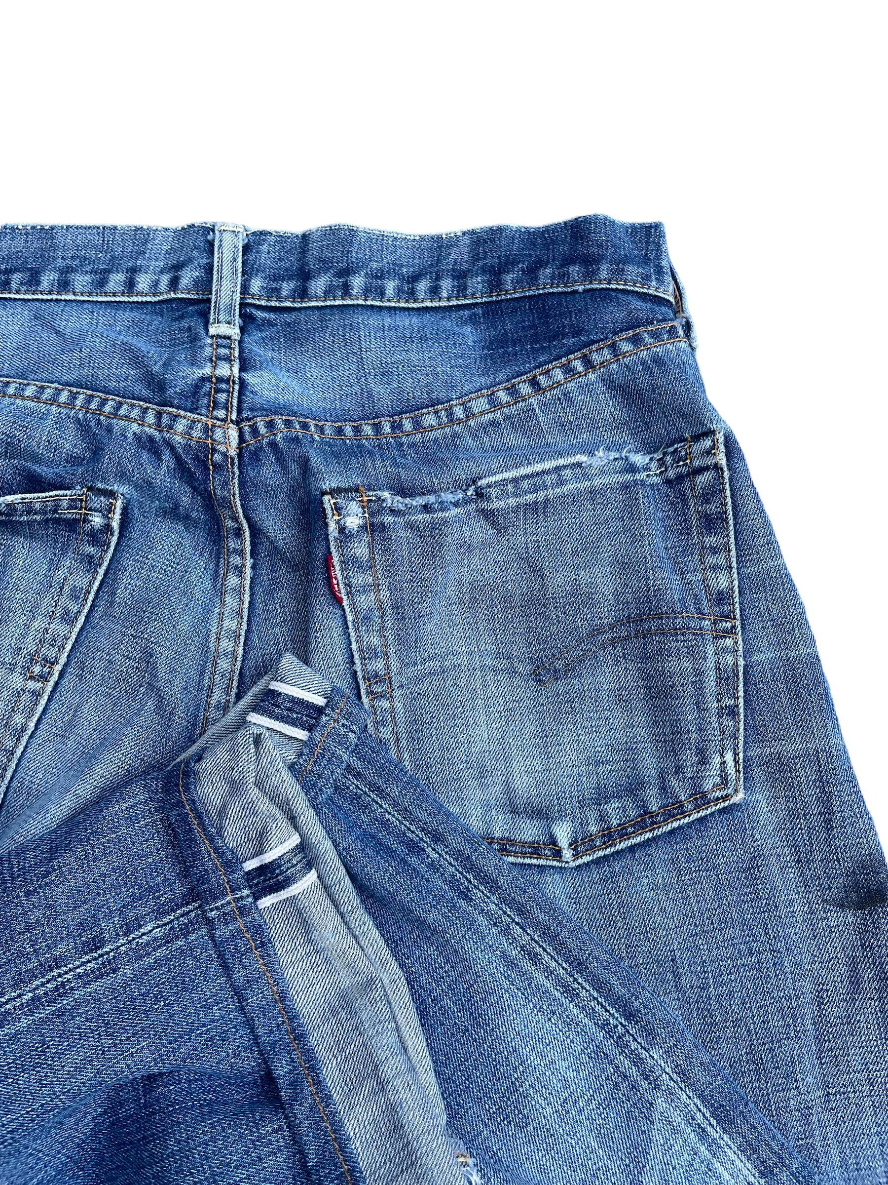 Vintage 2002 Levis 501 E 66 Model Distresed & Rework