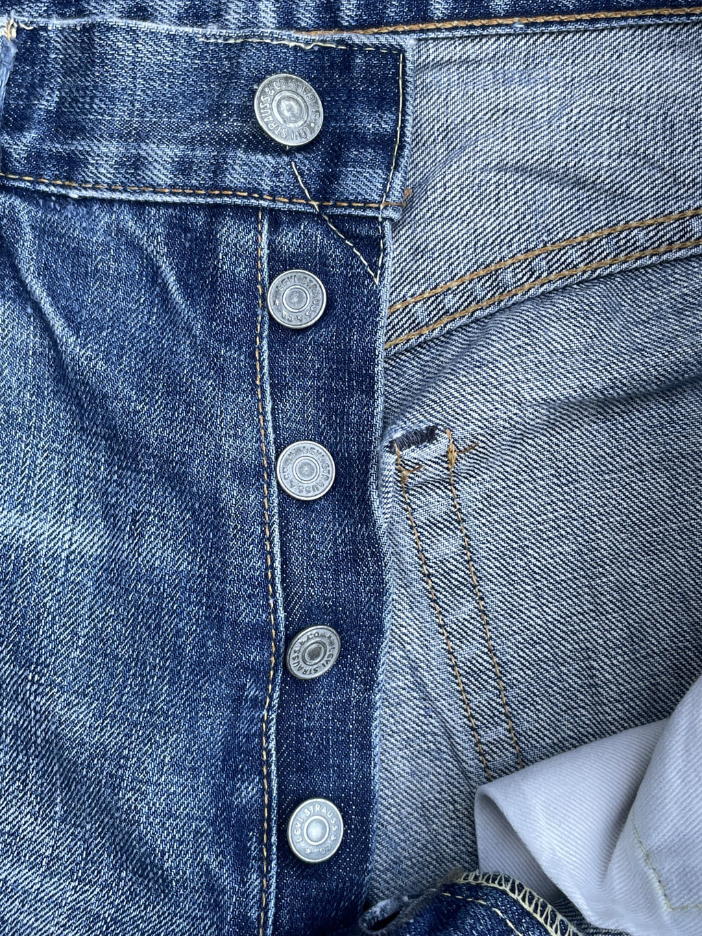 Vintage 2002 Levis 501 E 66 Model Distresed & Rework