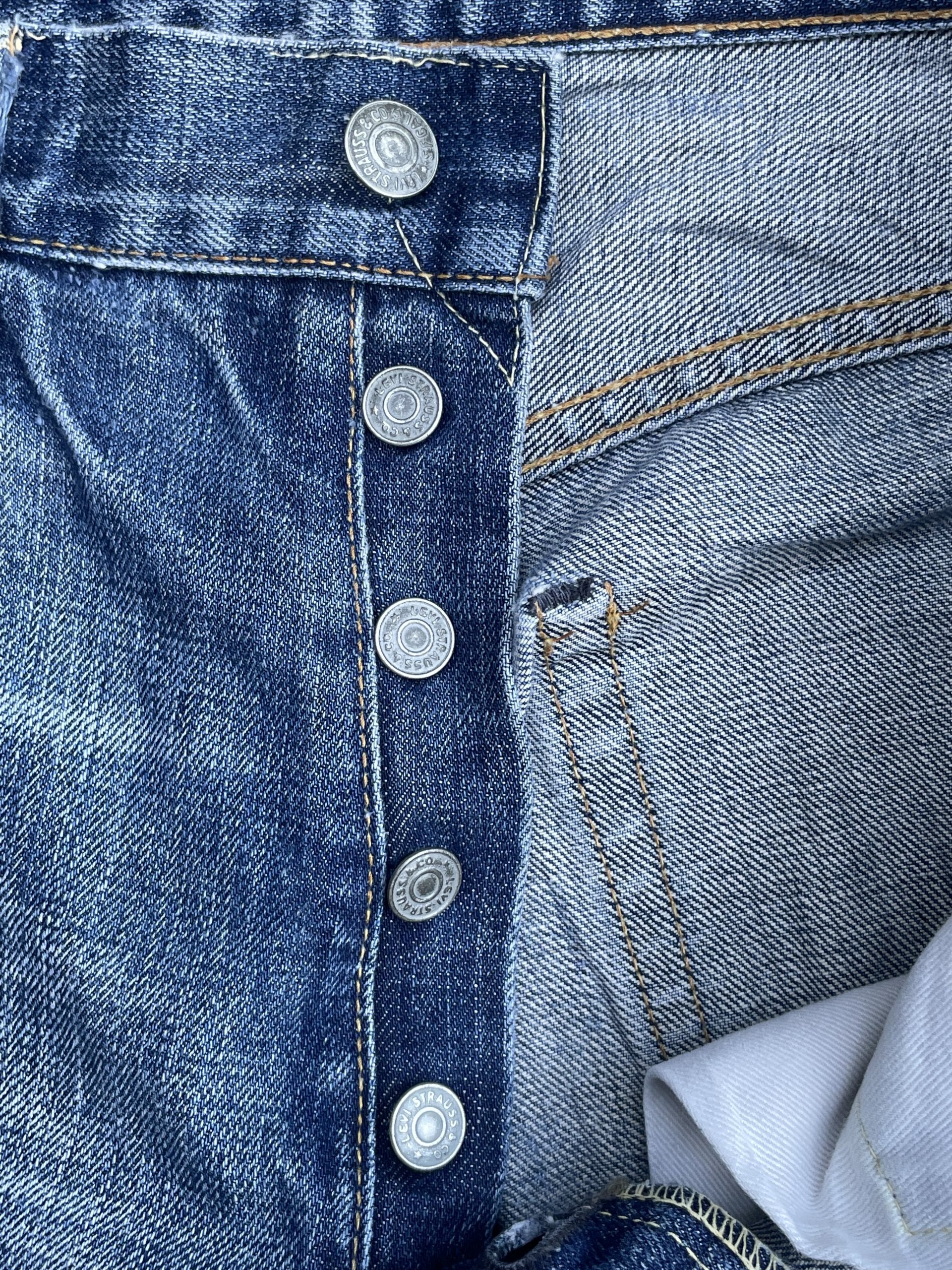 Vintage 2002 Levis 501 E 66 Model Distresed & Rework