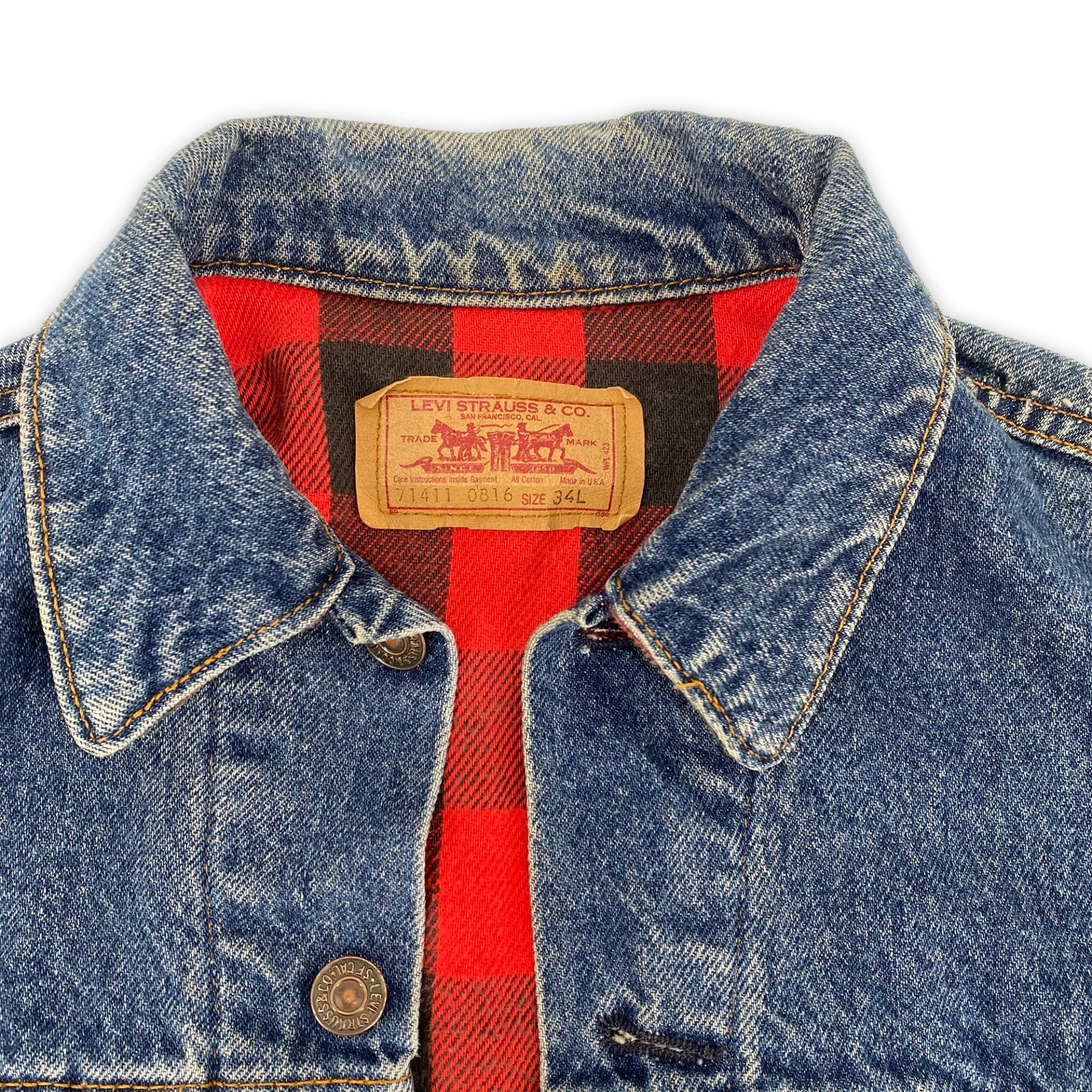 Vintage '80s Levi's Buffalo Lined Denim Trucker Jacket