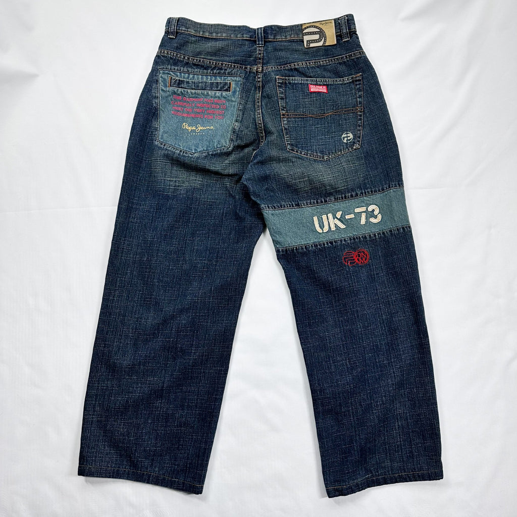 Vintage Pepe Jeans UK-73 Embroidered Wide Leg Jeans