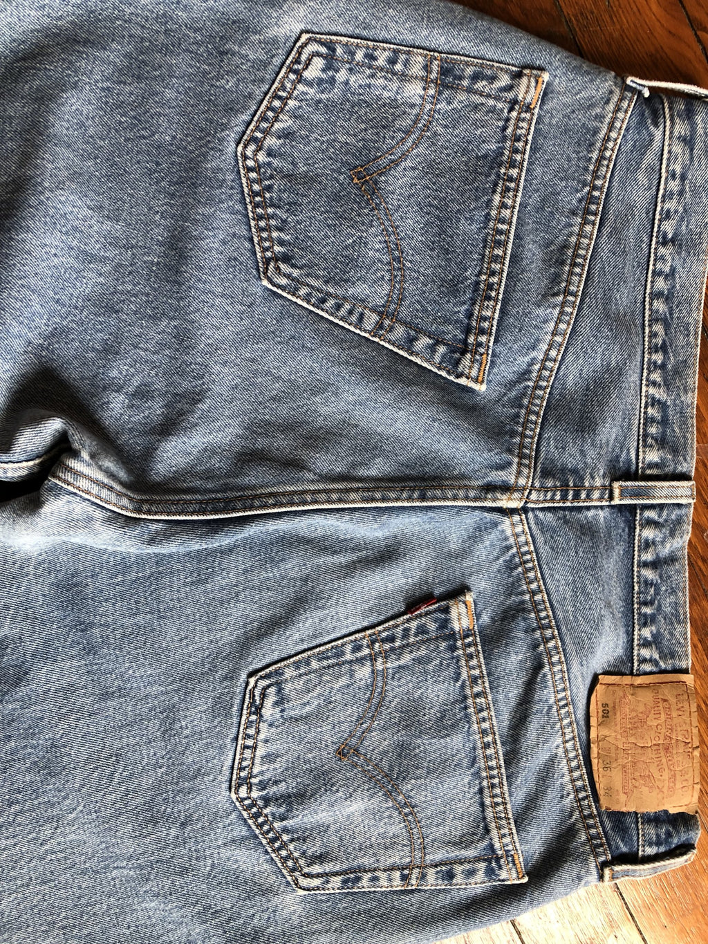 Vintage Levi's 501 W36 L34 Jeans bleu claire stonewashed 00s Made in Mexico