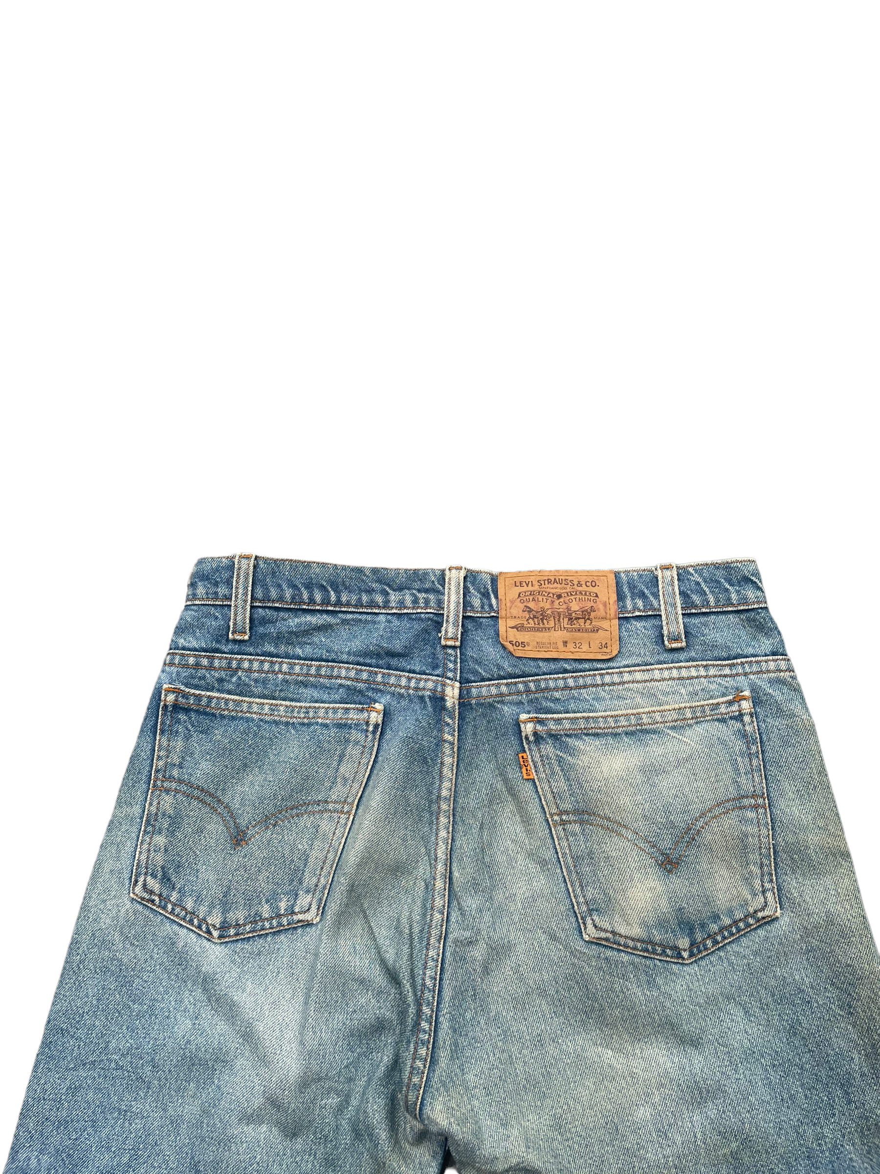 Vintage 1995 Levis 505 e Orange Tag Distressed