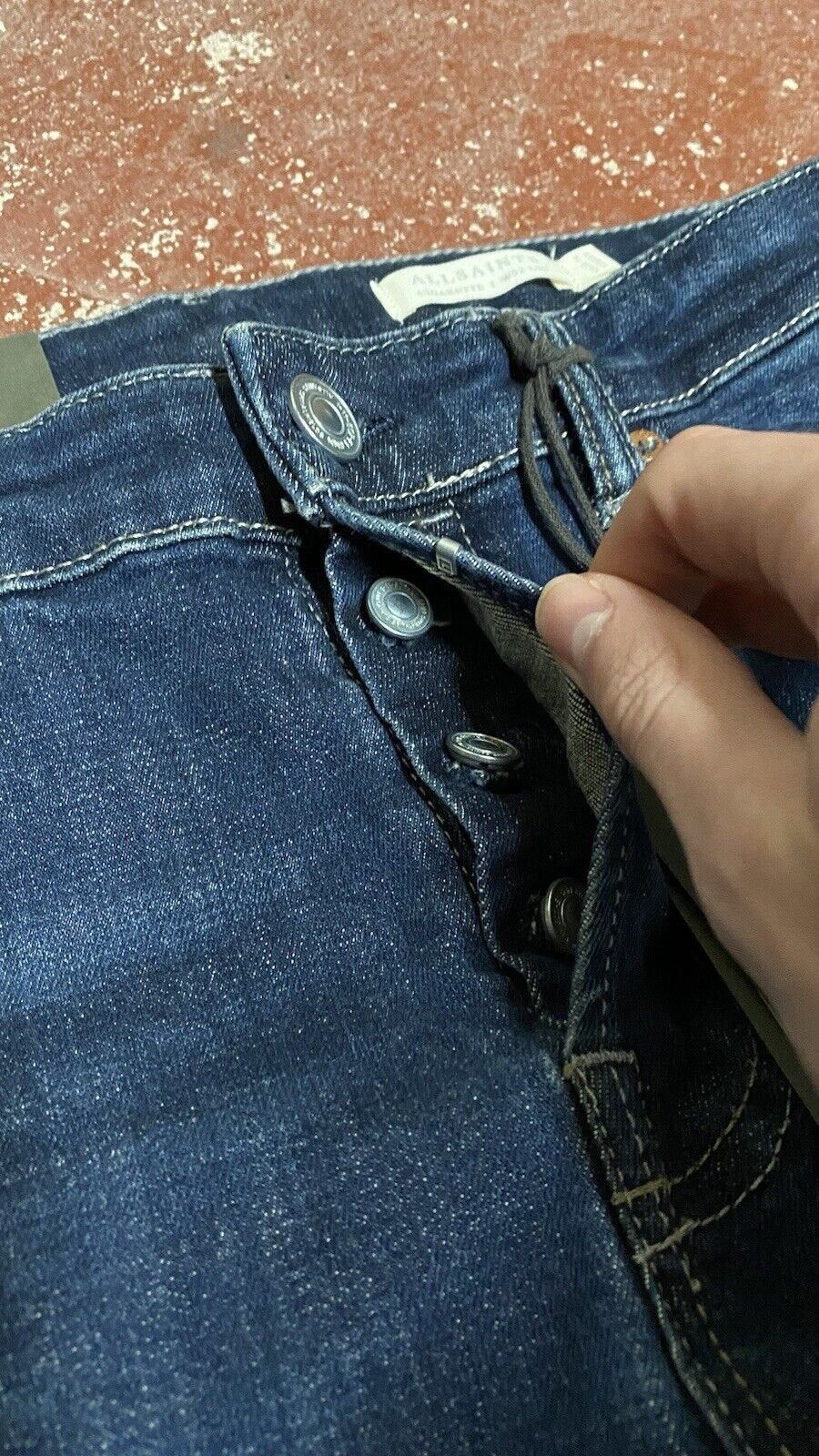 All Saints Indigo Cigarette Jeans Indigo Blue Button Fly Mens W32 L30 BNWT