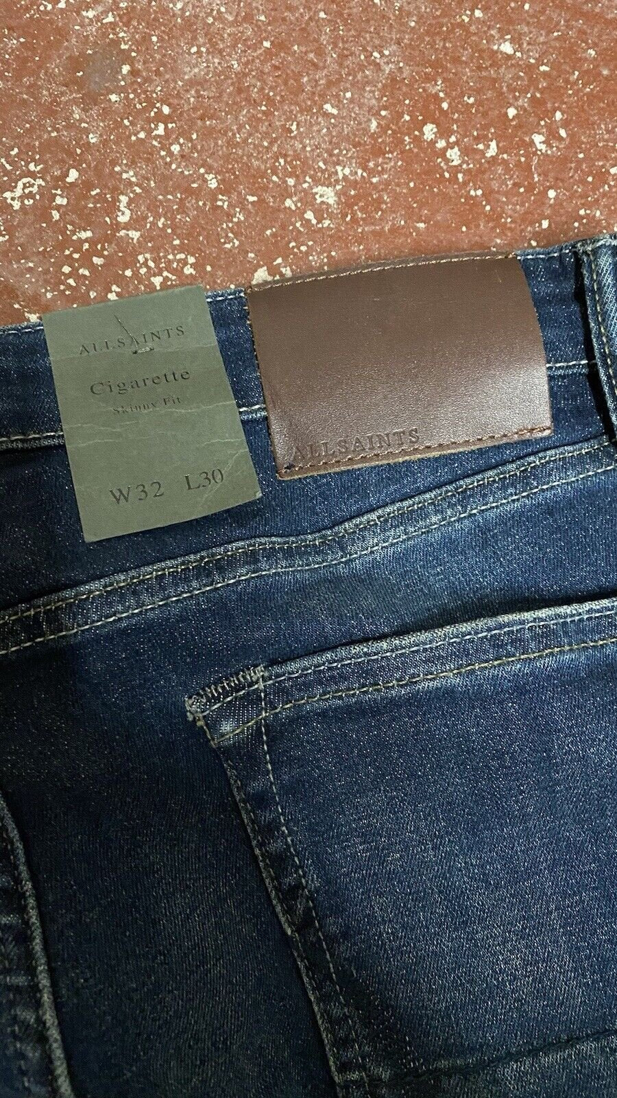 All Saints Indigo Cigarette Jeans Indigo Blue Button Fly Mens W32 L30 BNWT