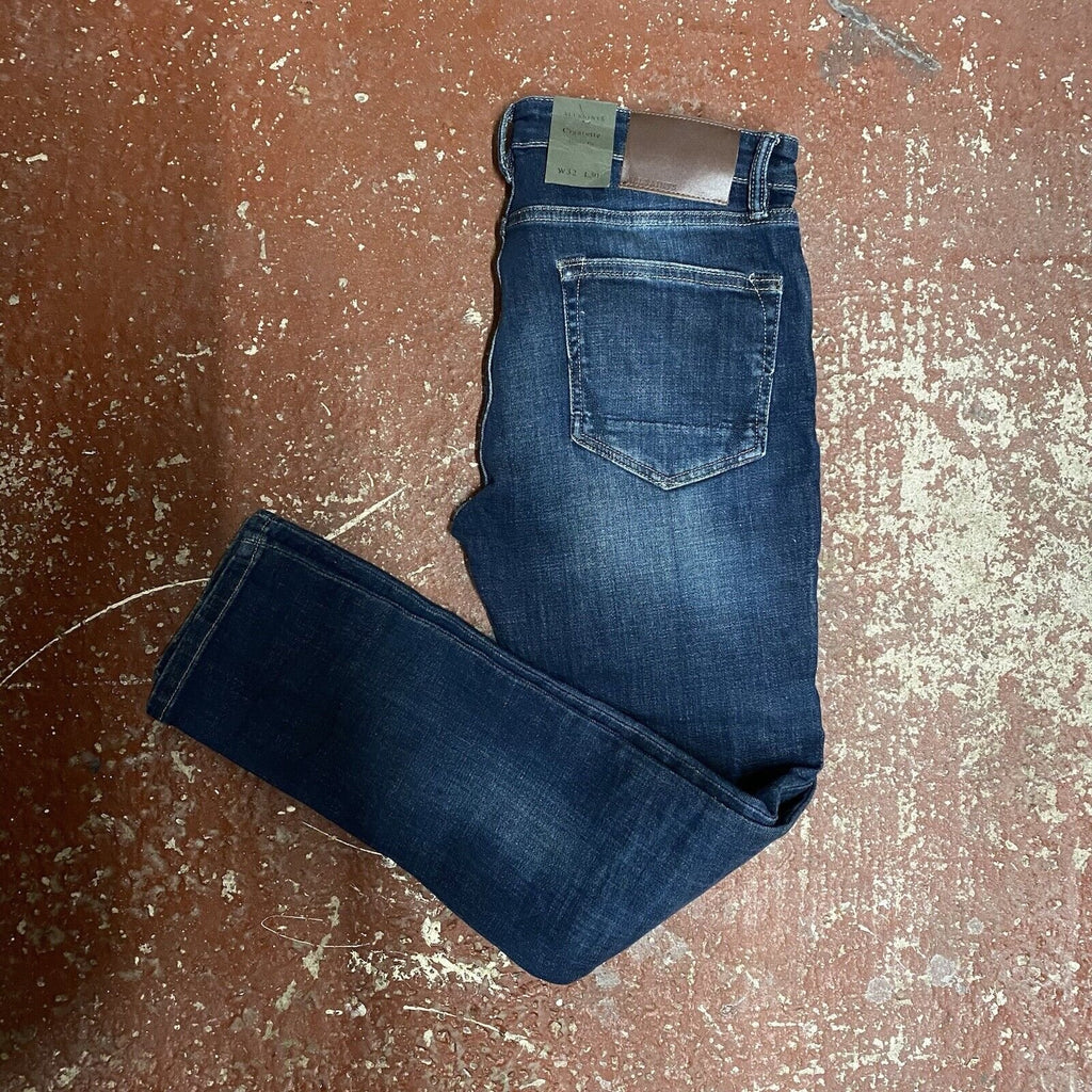 All Saints Indigo Cigarette Jeans Indigo Blue Button Fly Mens W32 L30 BNWT
