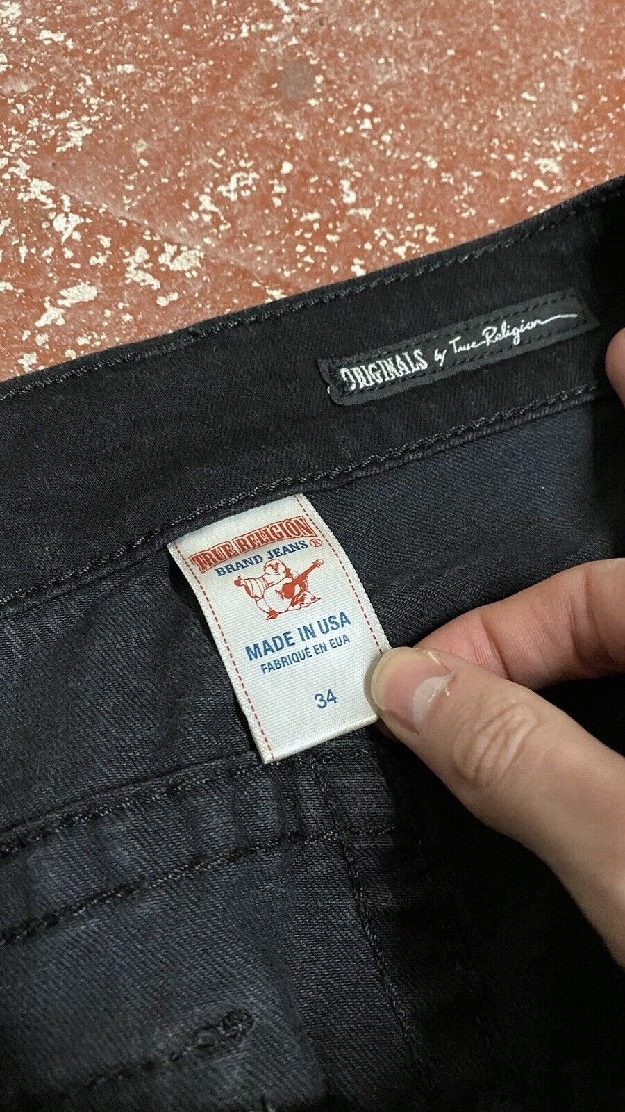 True Religion Ricky Jeans In Black W34 L31 Horse Shoe Pocket Detail Made In USA