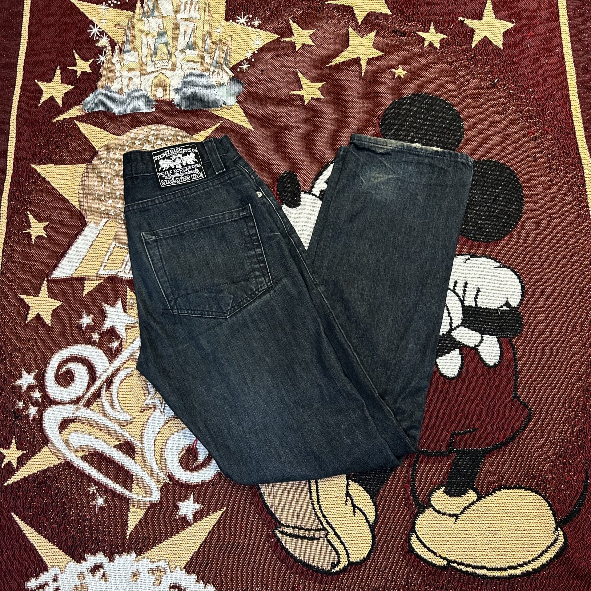 Stussy vintage late 90s 2000s faded black jeans 28-28