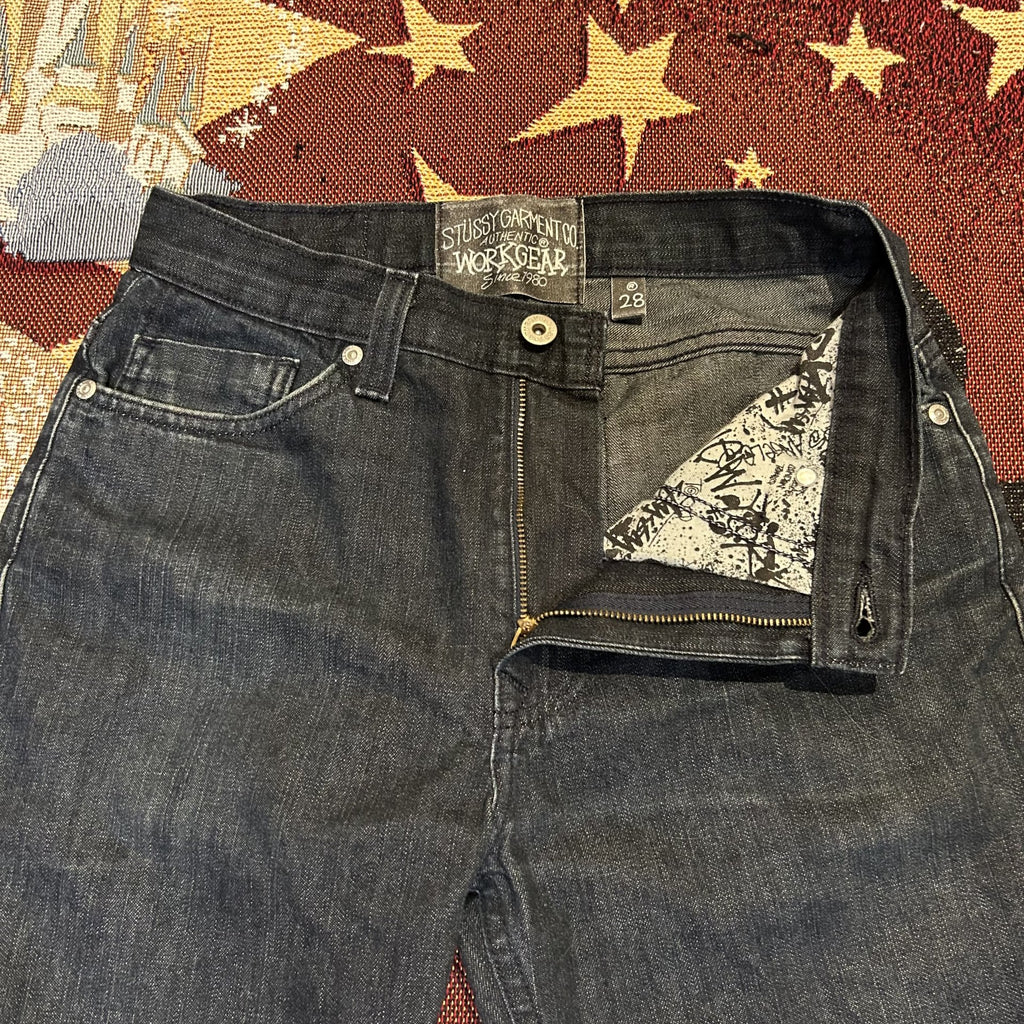 Stussy vintage late 90s 2000s faded black jeans 28-28