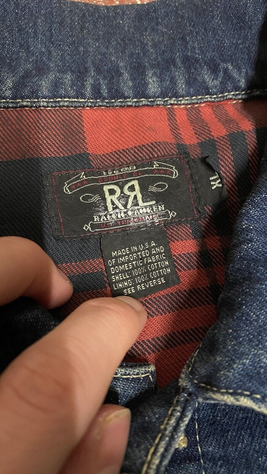 RRL RALPH RALPH LAUREN Size XL Made in USA Mens Blue Denim Trucker Jacket