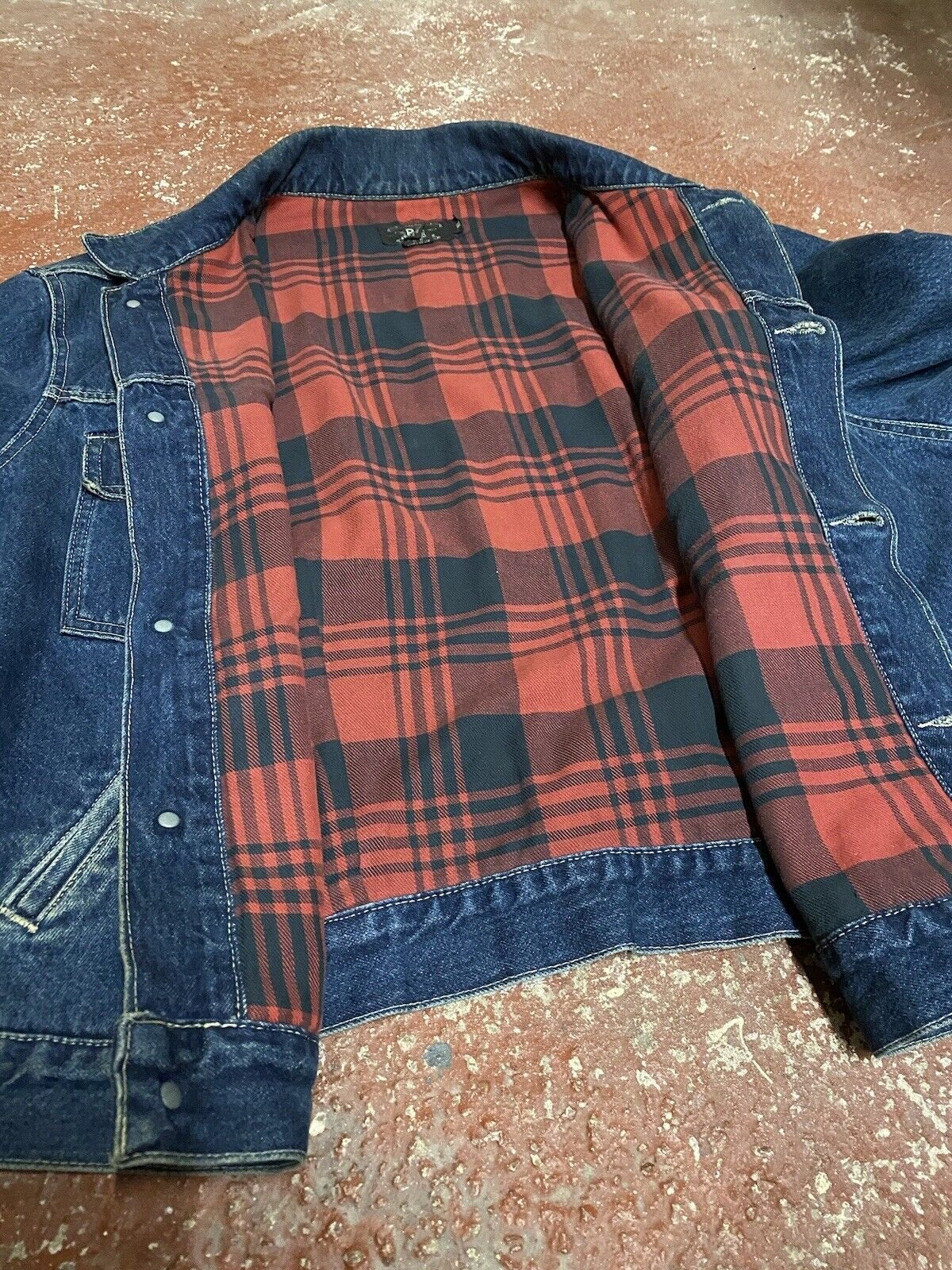 RRL RALPH RALPH LAUREN Size XL Made in USA Mens Blue Denim Trucker Jacket