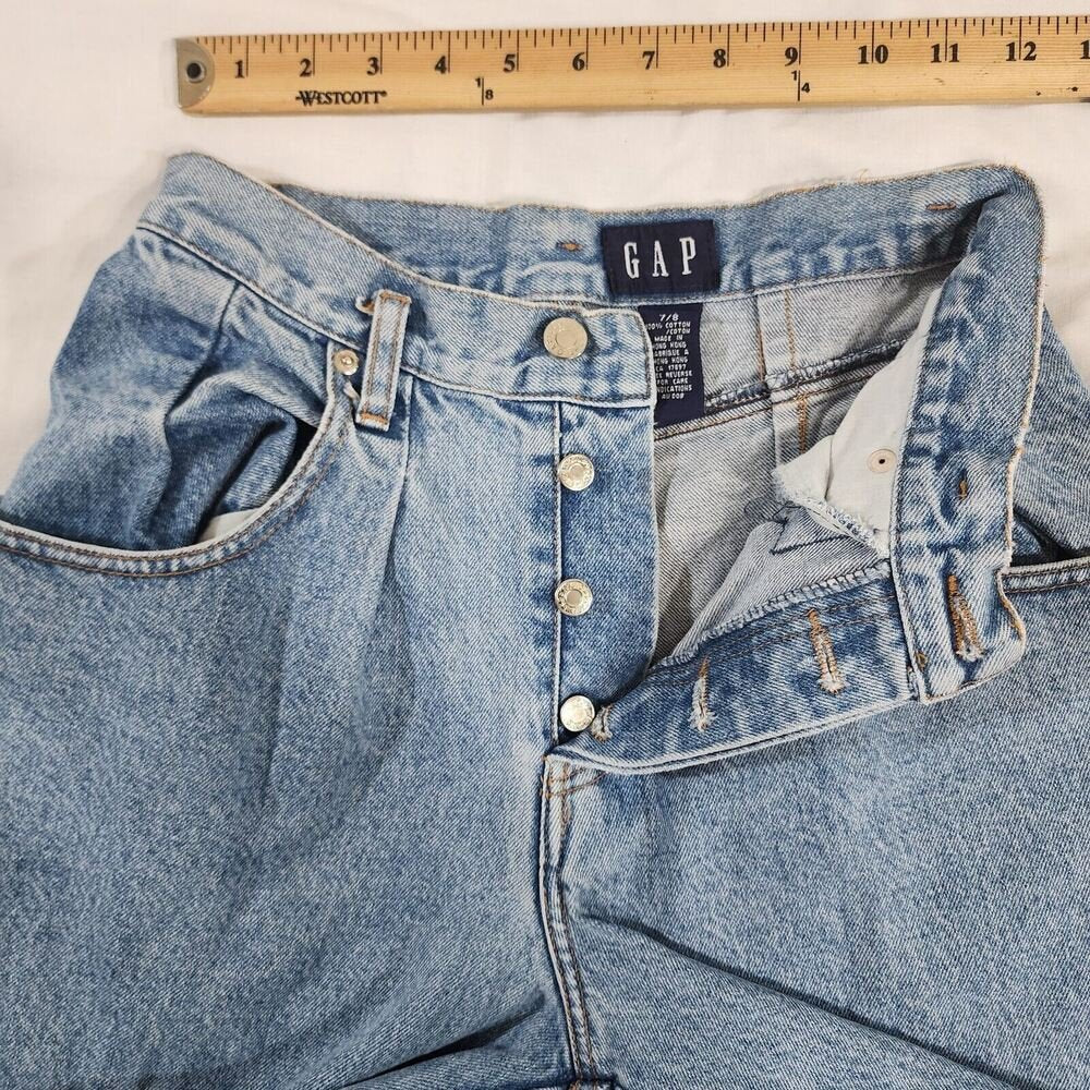 Vintage Gap Jeans Women's 7/8 High Rise Tapered Medium Wash Button Fly 26X30 GOOD