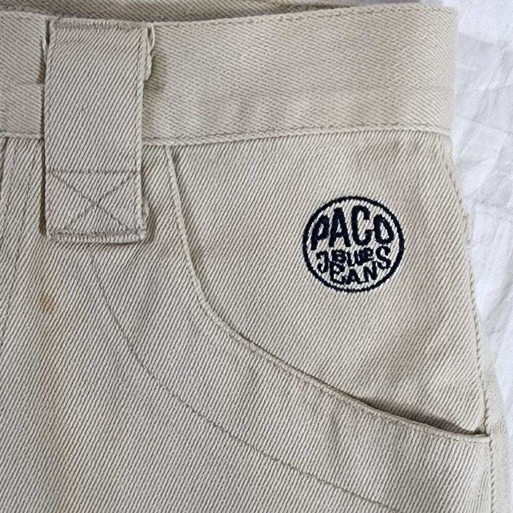 Vintage 90s PACO SPORT Jean Shorts Size 31 Skater Hip-Hop Rap Beige - GOOD
