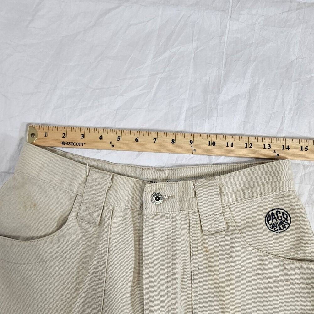 Vintage 90s PACO SPORT Jean Shorts Size 31 Skater Hip-Hop Rap Beige - GOOD