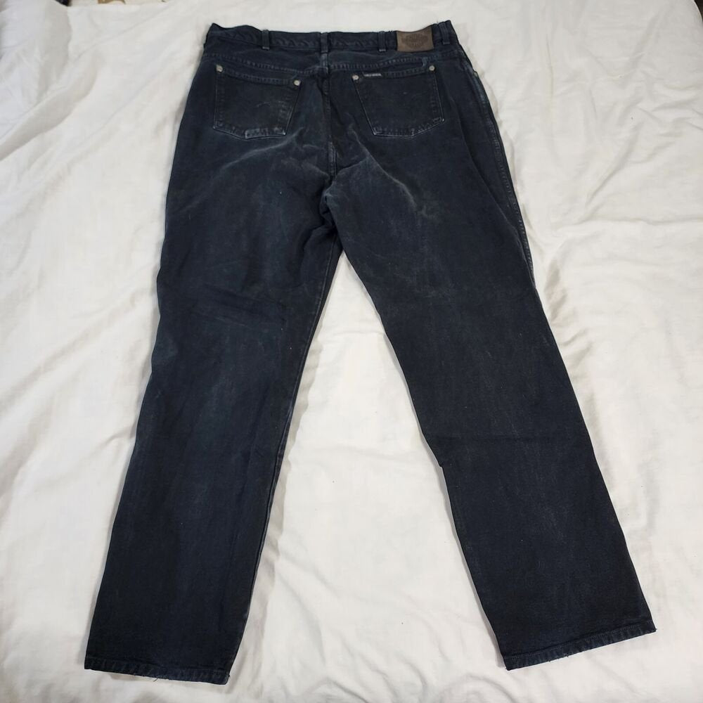 Harley Davidson Jeans Black Vintage Mens 42x32 Biker Denim USA Made Motorcycle - GOOD
