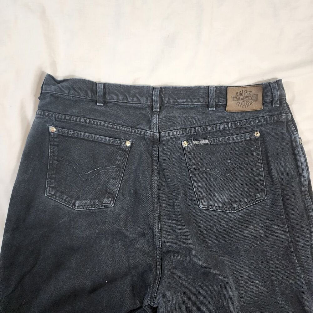 Harley Davidson Jeans Black Vintage Mens 42x32 Biker Denim USA Made Motorcycle - GOOD