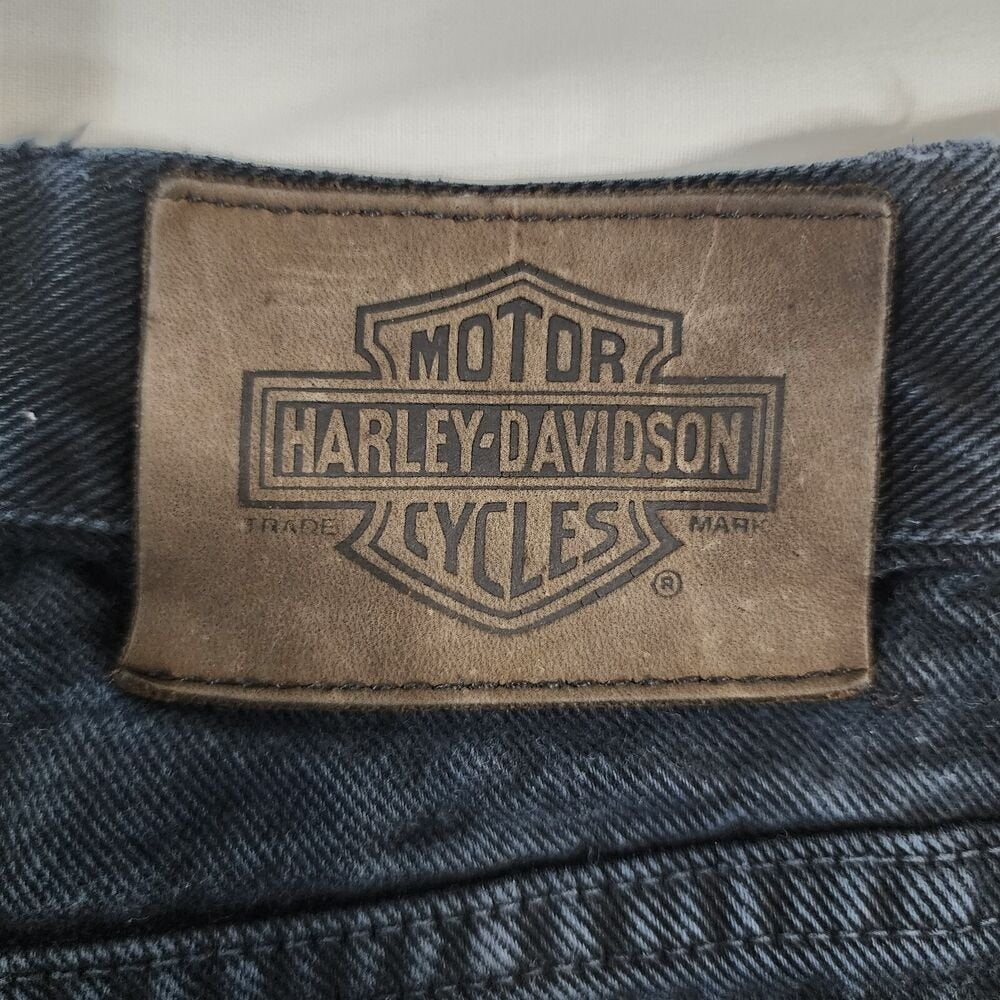 Harley Davidson Jeans Black Vintage Mens 42x32 Biker Denim USA Made Motorcycle - GOOD